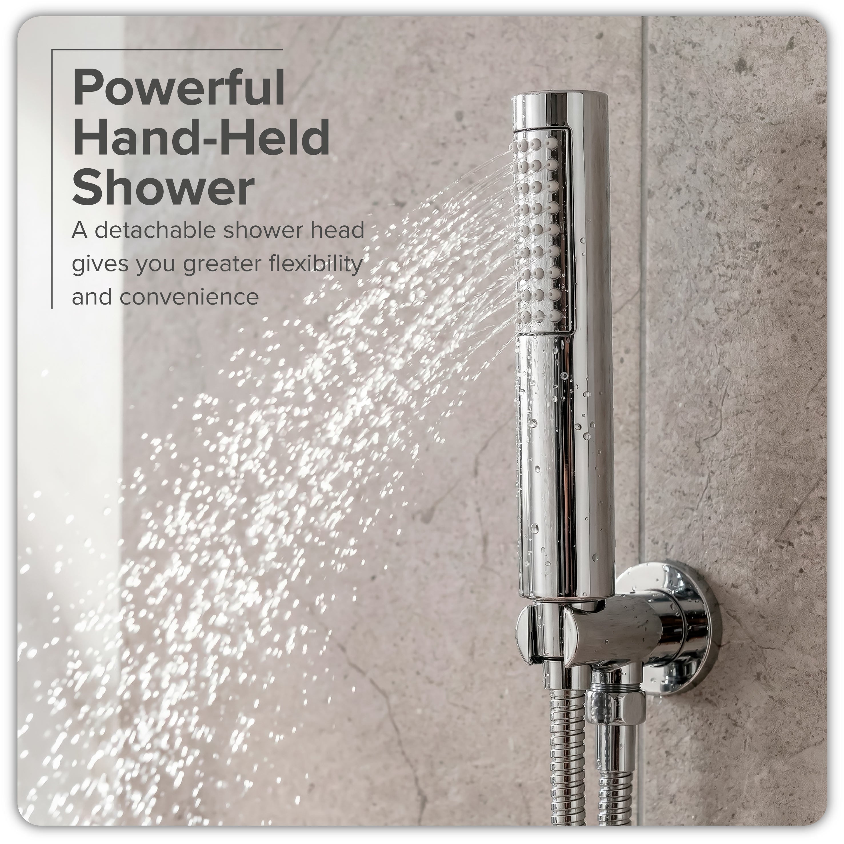 Baridi Concealed Thermostatic Shower Set, Dual Outlet, Ø20cm Round Shower Head & Hand Shower, Chrome - DH318