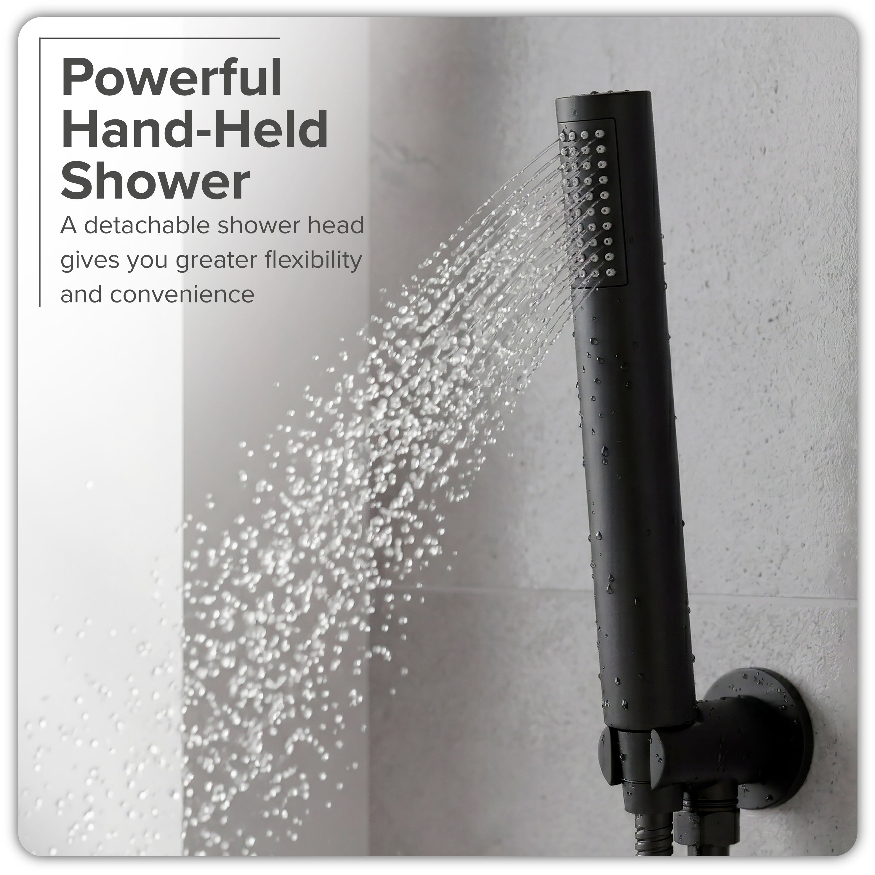 Baridi Concealed Thermostatic Shower Set, Dual Outlet, Ø20cm Round Shower Head & Hand Shower, Black - DH319