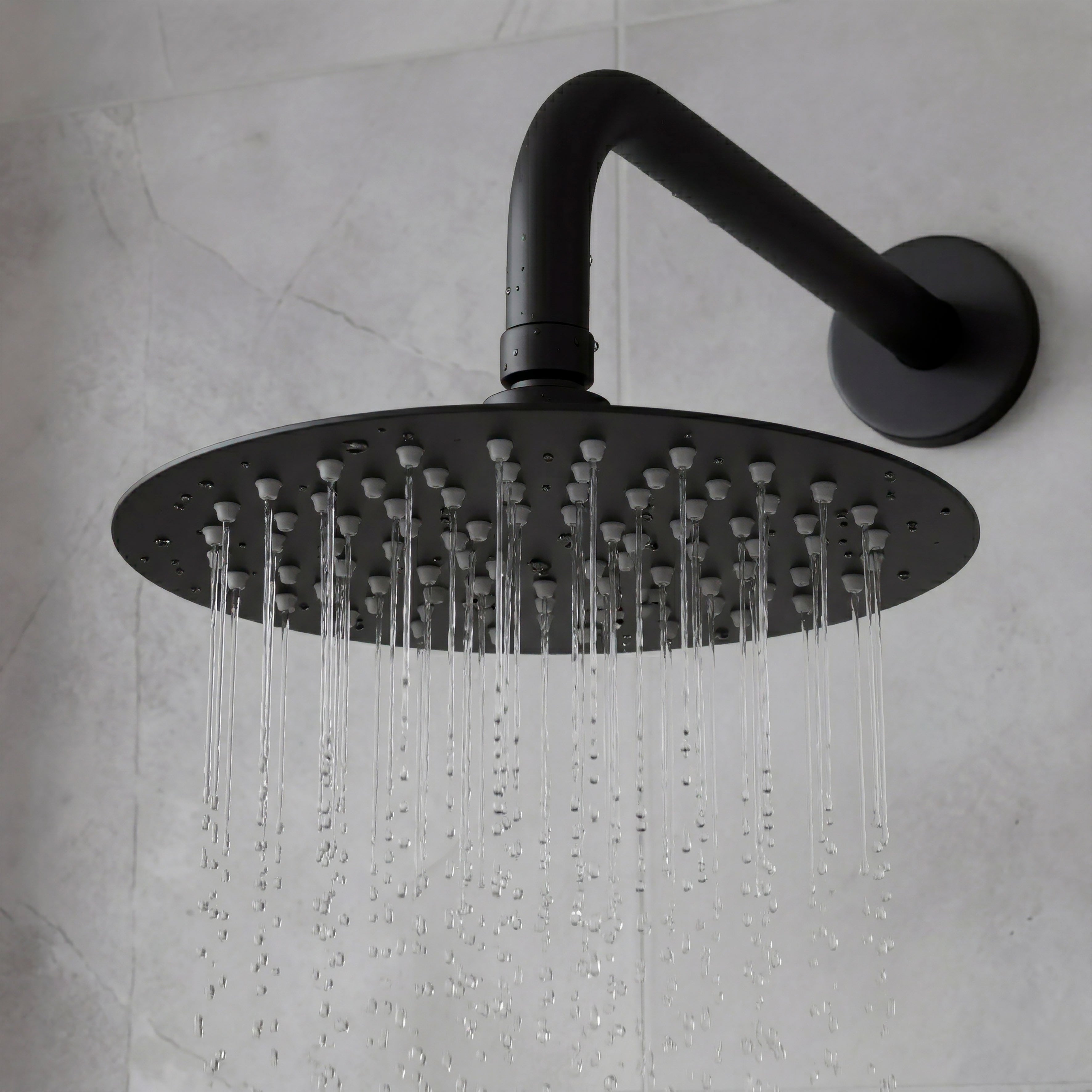 Baridi Concealed Thermostatic Shower Set, Dual Outlet, Ø20cm Round Shower Head & Hand Shower, Black - DH319