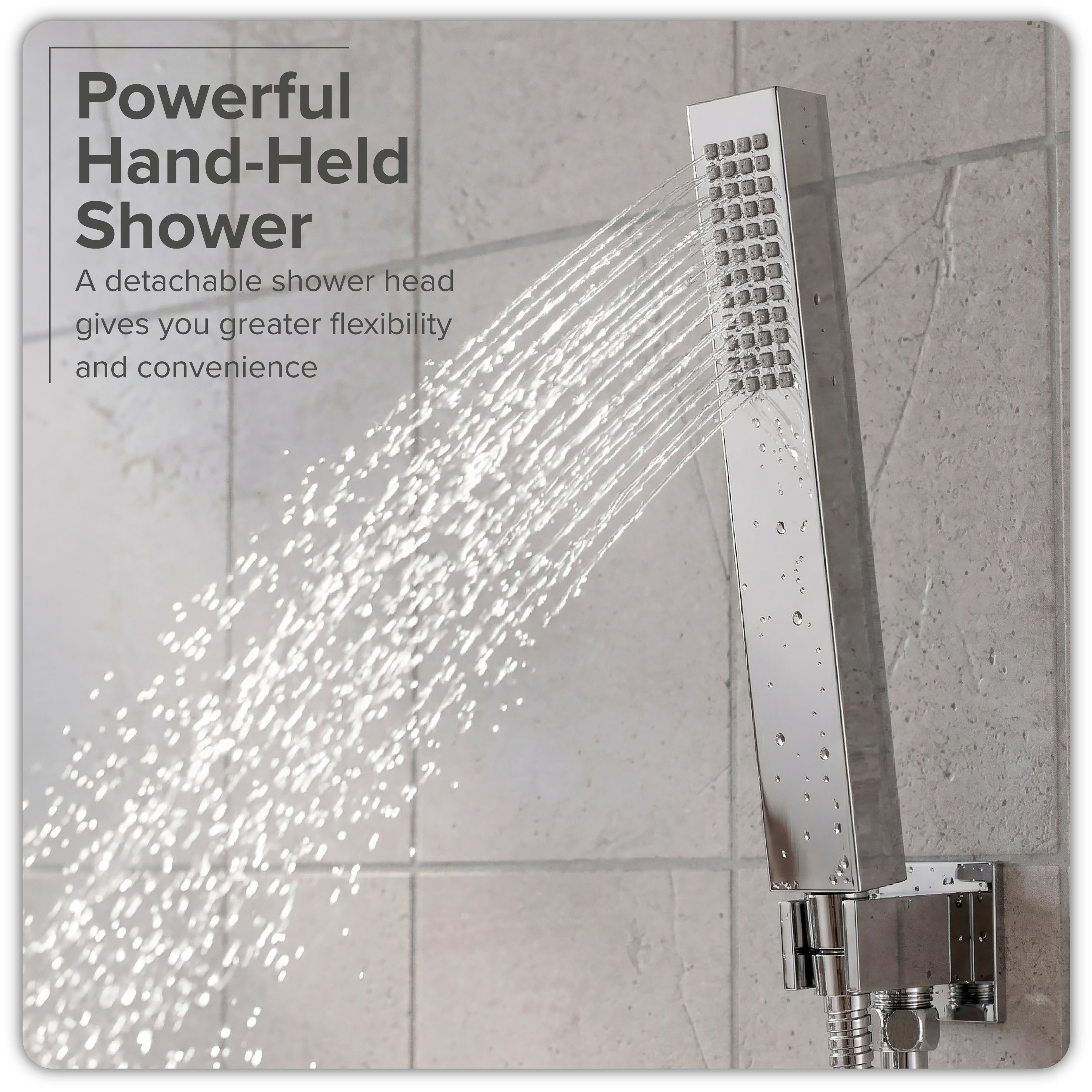 Baridi Concealed Thermostatic Shower Set 20 x 20cm Square Head & Hand Shower - Chrome - DH320