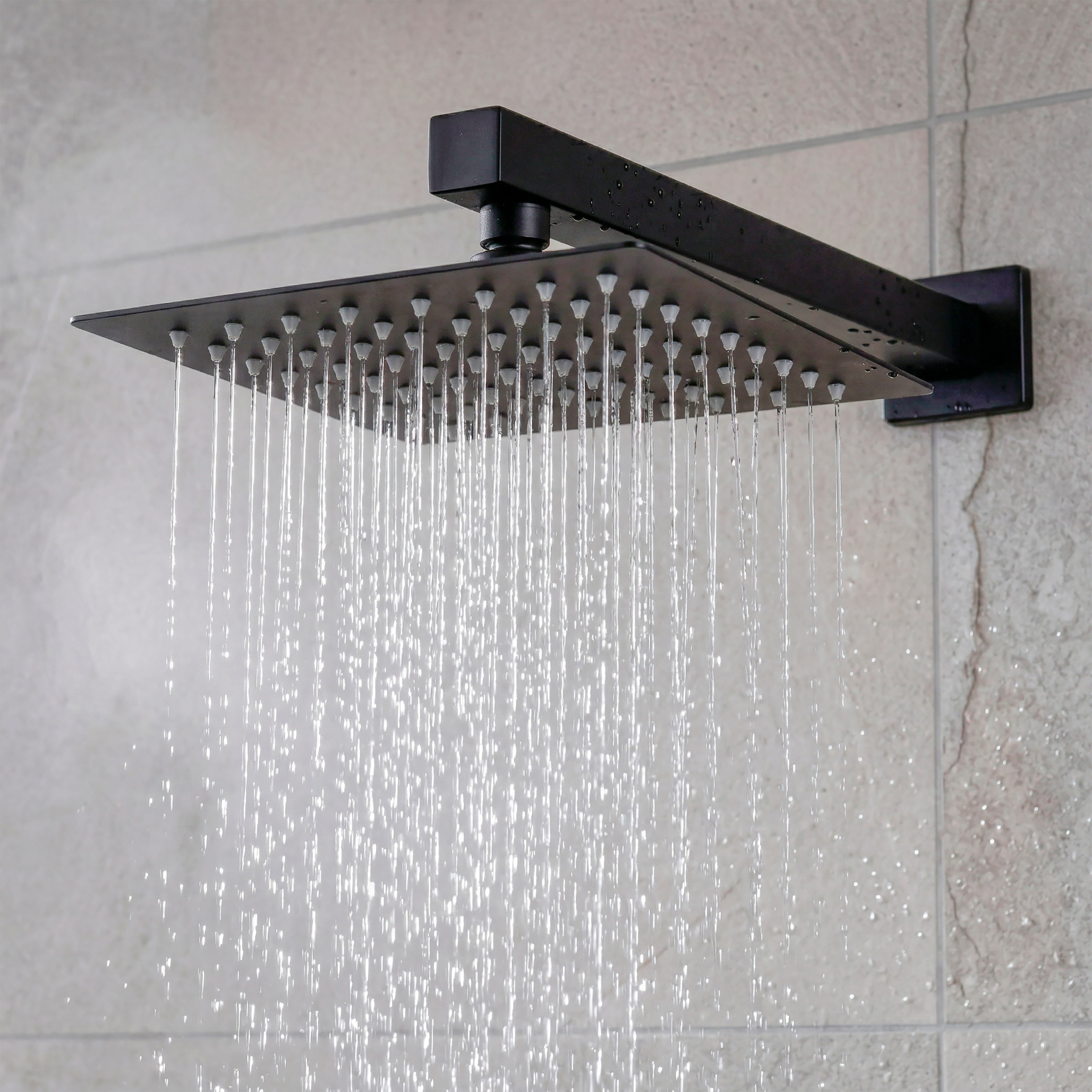 Baridi Concealed Thermostatic Shower Set 20 x 20cm Square Head & Hand Shower, Black - DH321