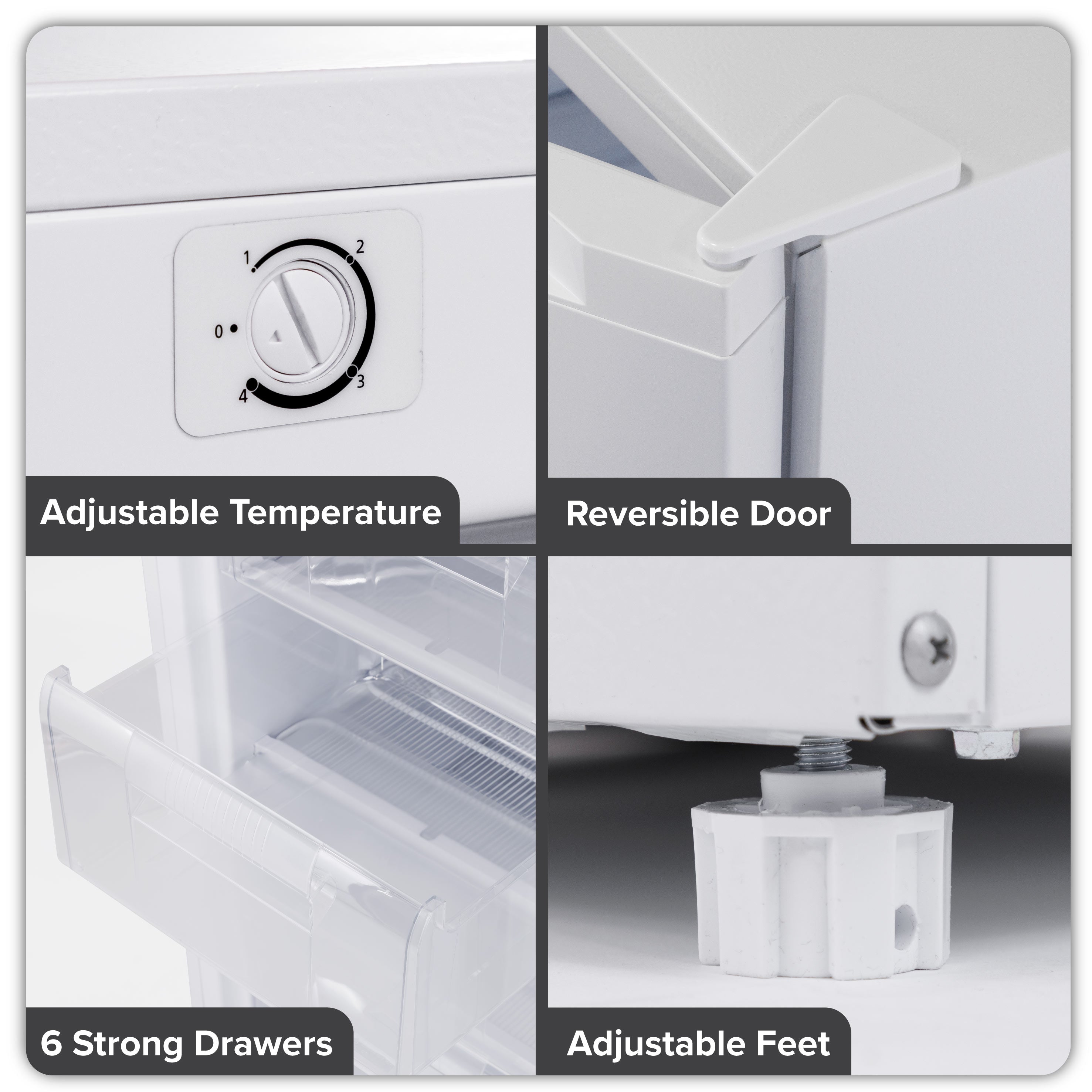Baridi Freestanding Tall Freezer, 177L Capacity with Reversible Door, White – DH324
