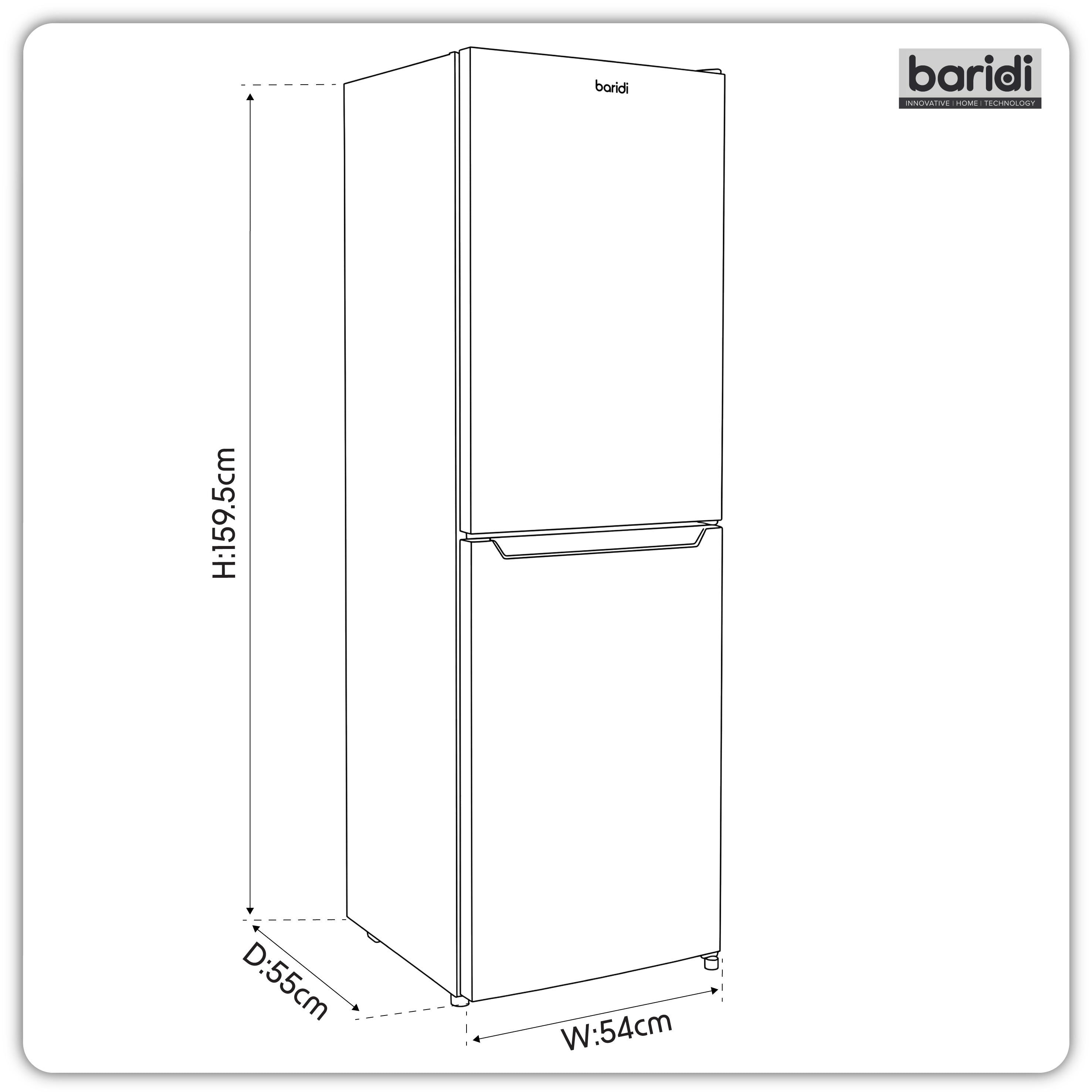 Baridi 60/40 Smart Frost Fridge Freezer 227L Capacity, White - DH326