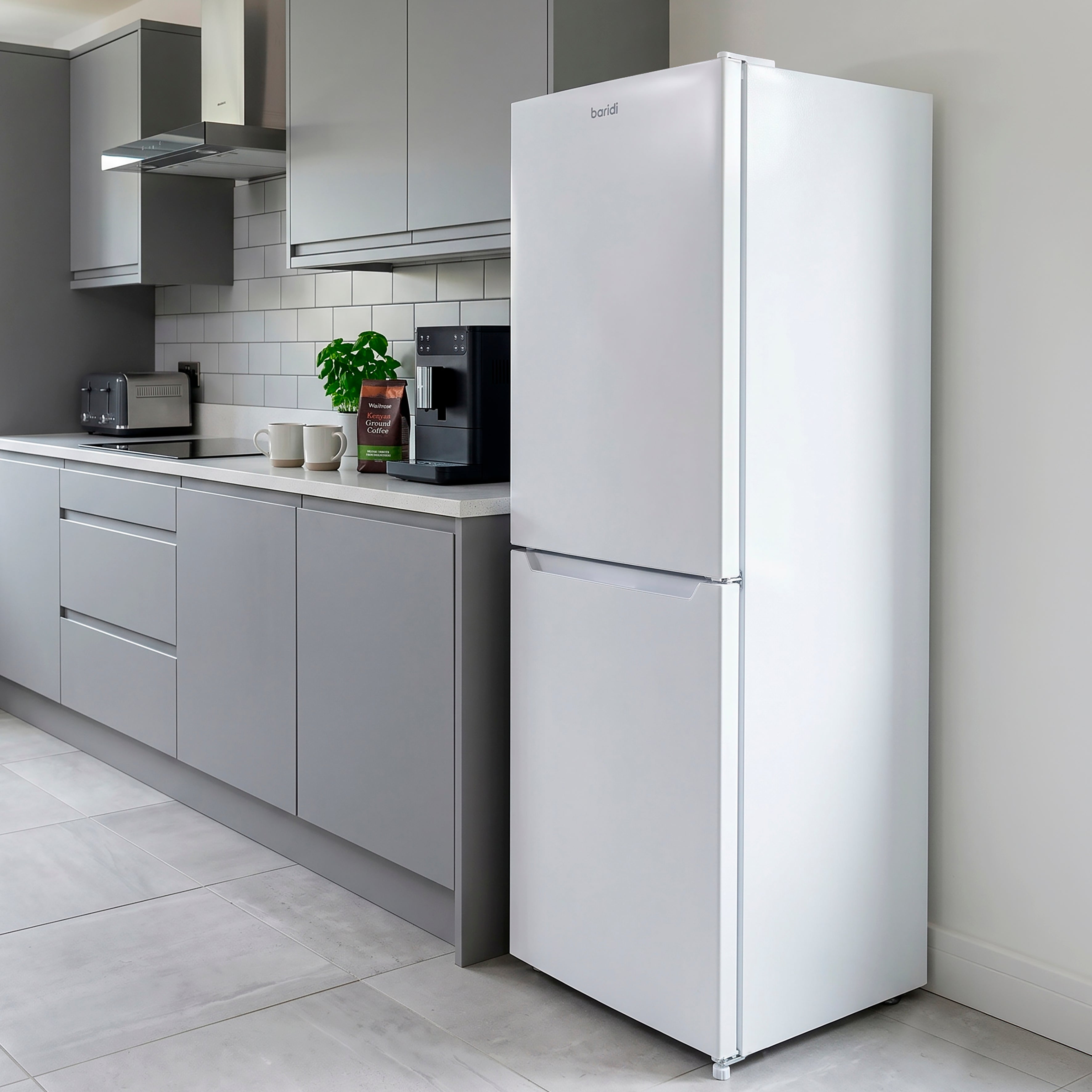 Baridi 60/40 Smart Frost Fridge Freezer 254L Capacity, White - DH328