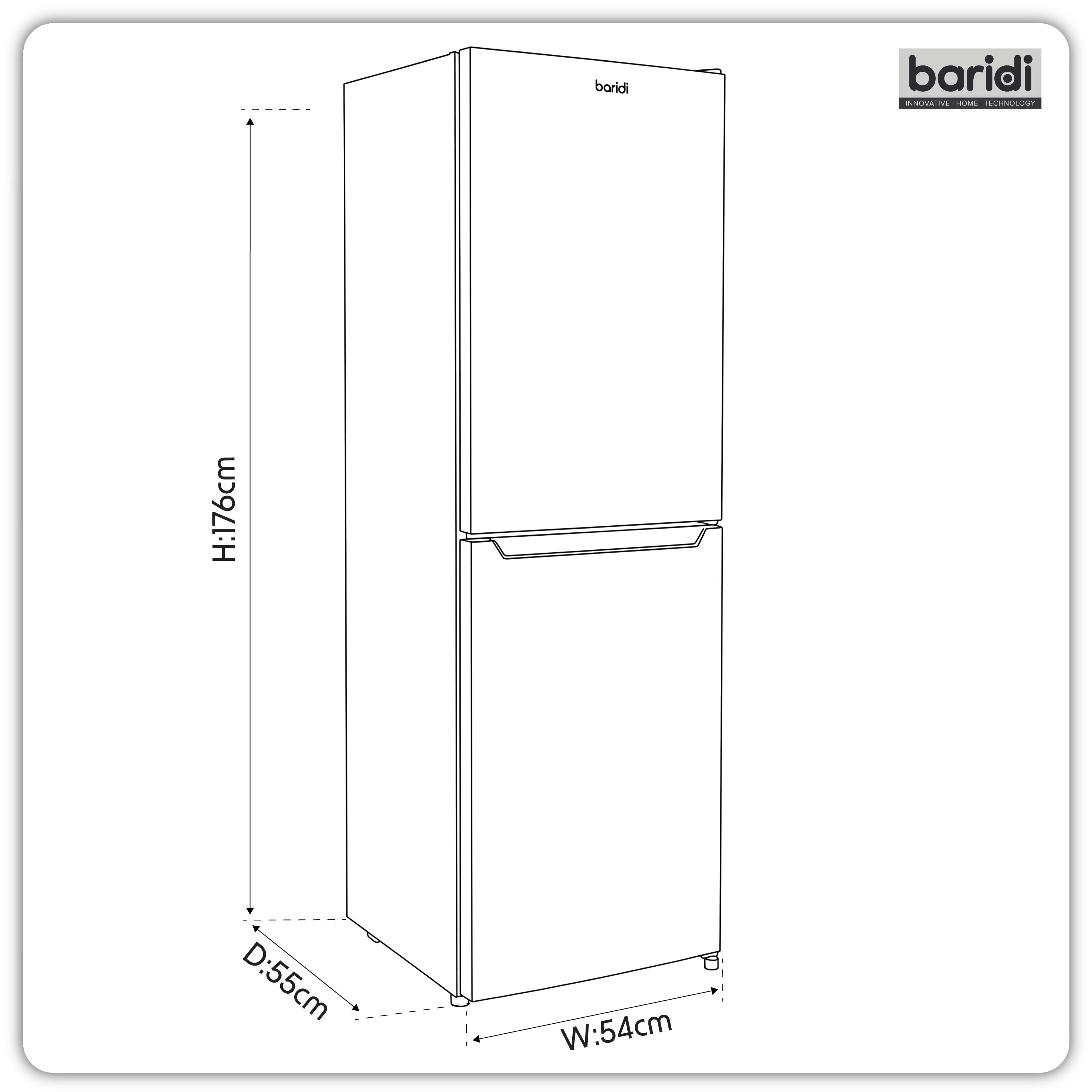 Baridi 50/50 Smart Frost Fridge Freezer 254L Capacity, Black - DH329