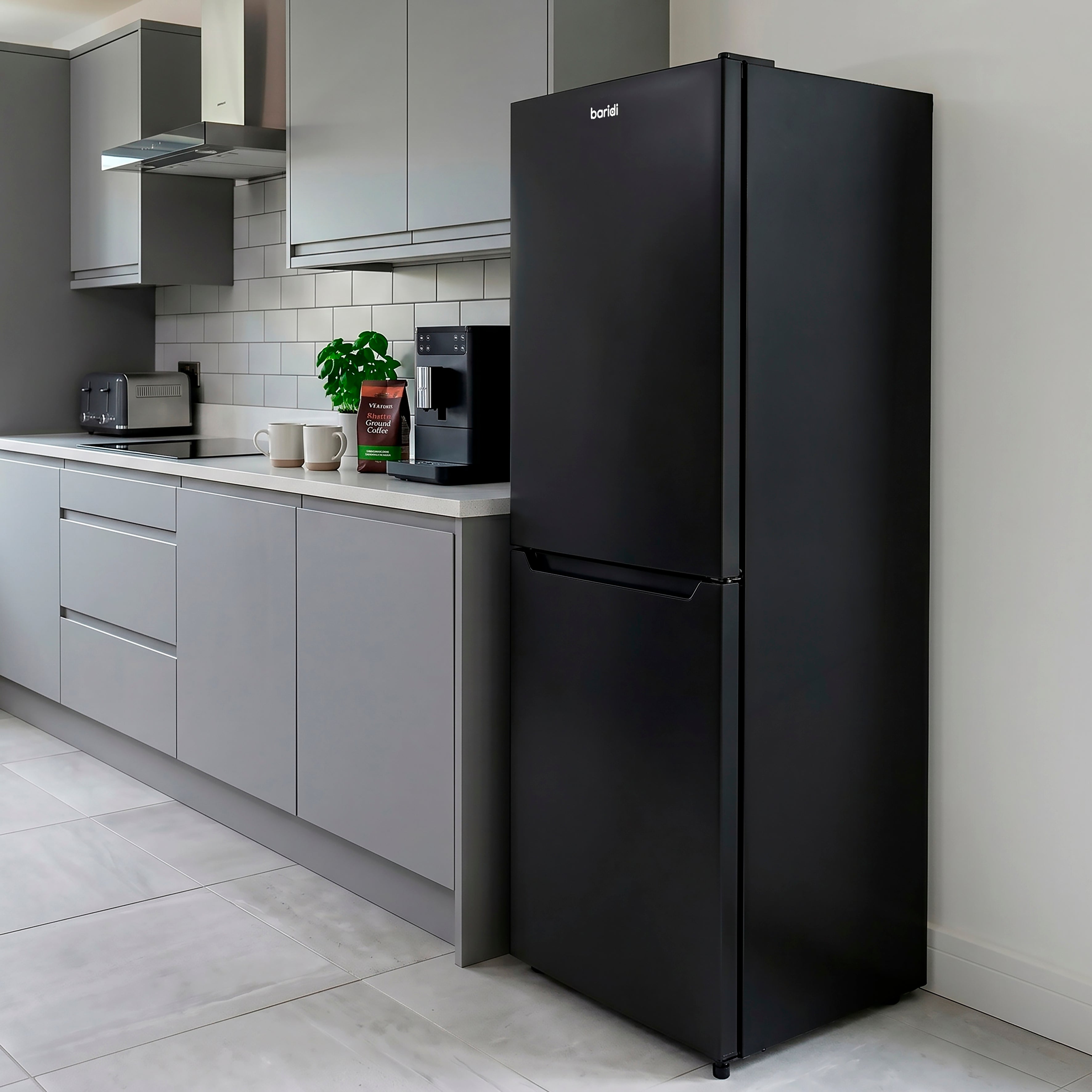 Baridi 60/40 Smart Frost Fridge Freezer 254L Capacity, Black - DH329
