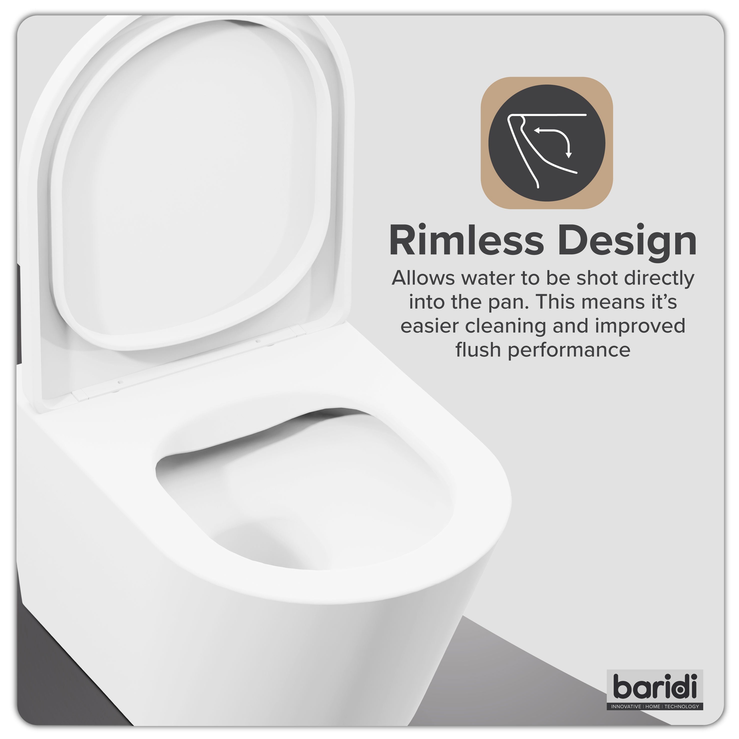 Baridi Wall Hung Toilet with Soft Close Seat & Rimless Flush, White - DH335