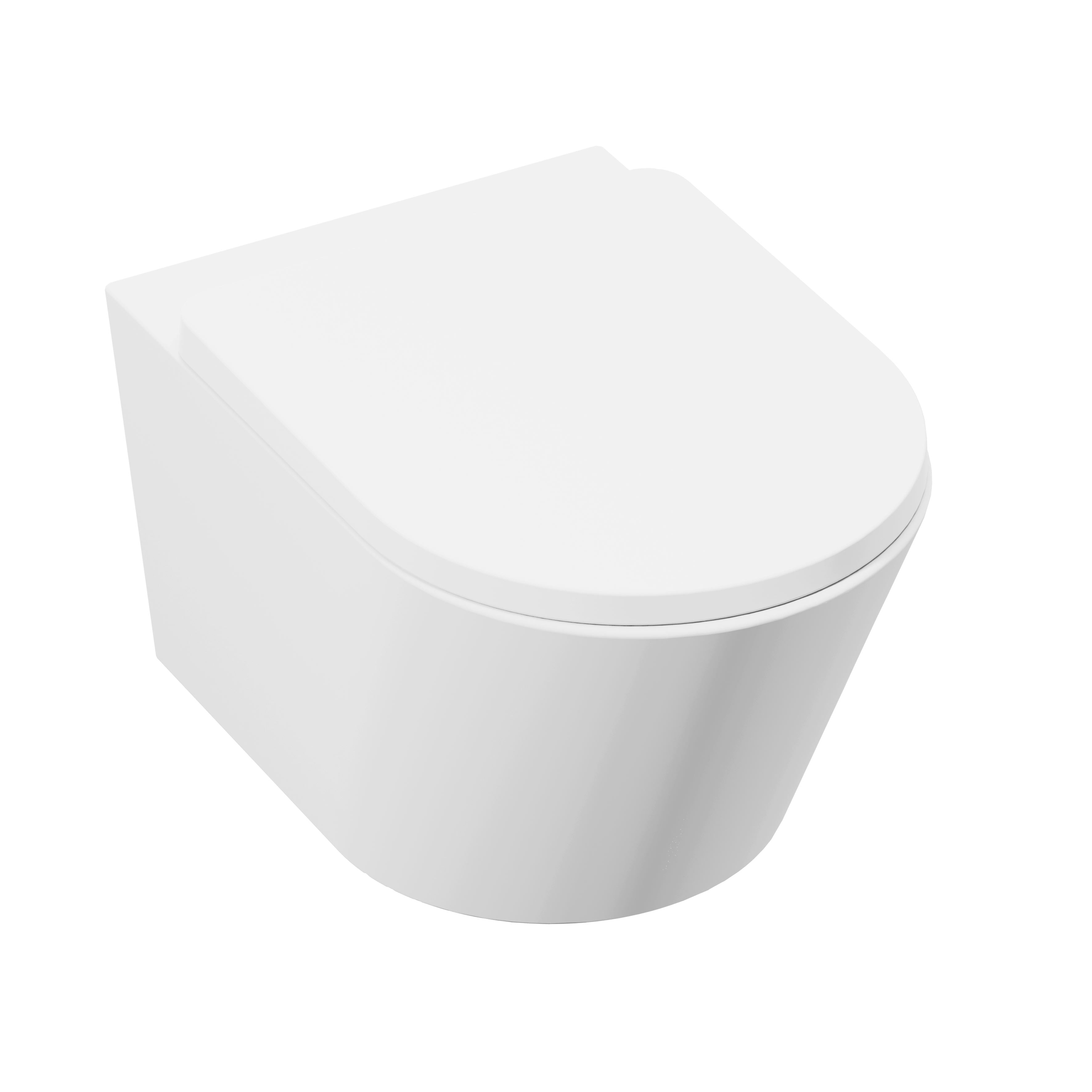 Baridi Wall Hung Toilet with Soft Close Seat & Rimless Flush, White - DH335