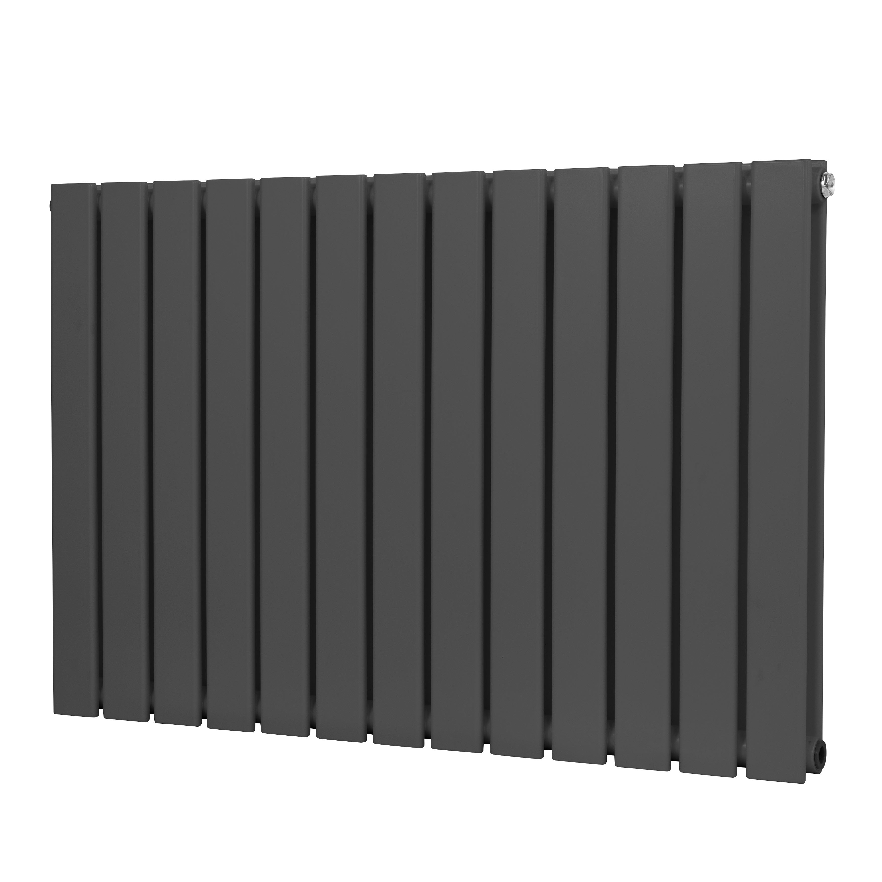 Baridi Horizontal Radiator Contemporary Double Flat Panel Design 600 x 910mm, Anthracite - DH341