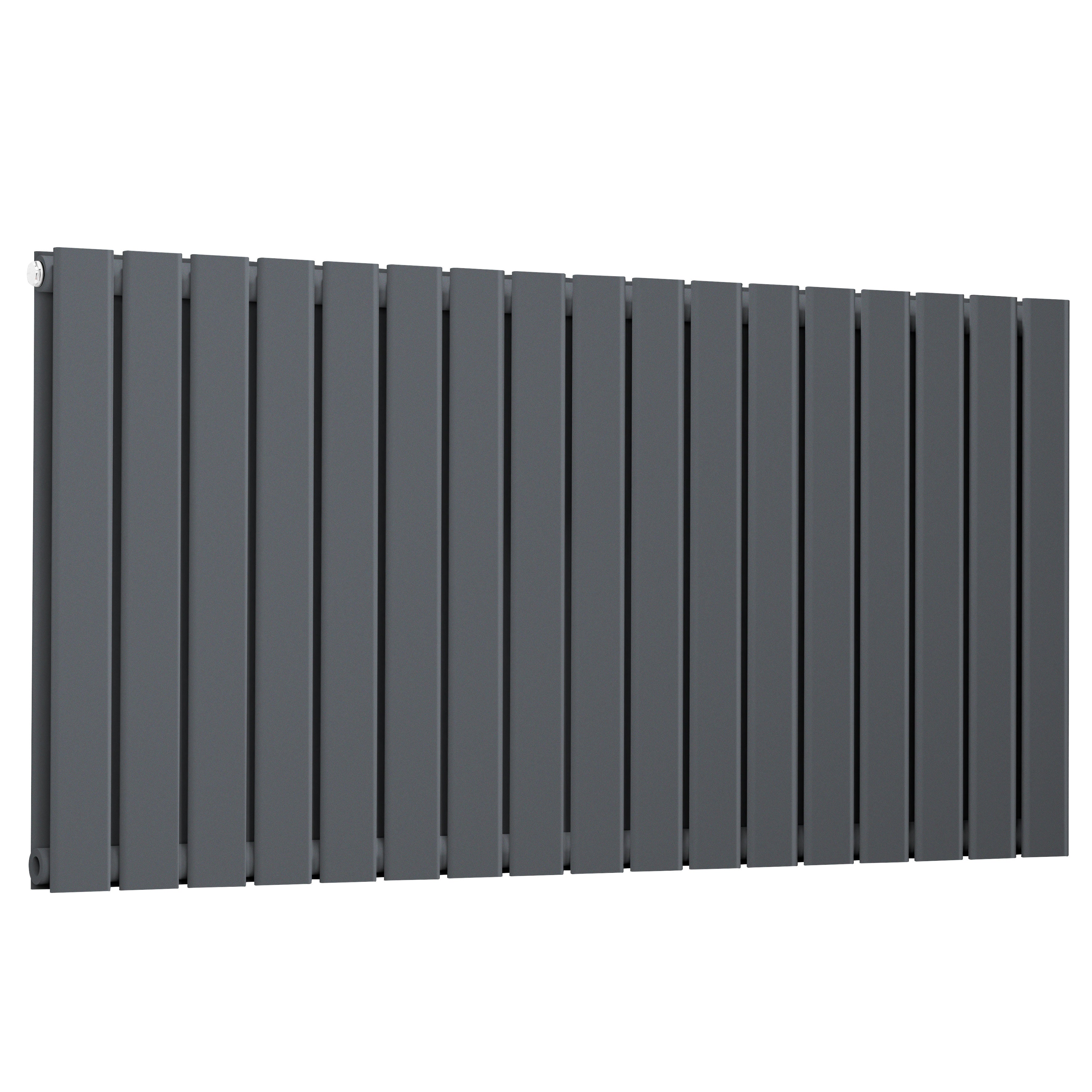 Horizontal Radiator Contemporary Double Flat Panel Design 600 x 1190mm, Anthracite - DH342
