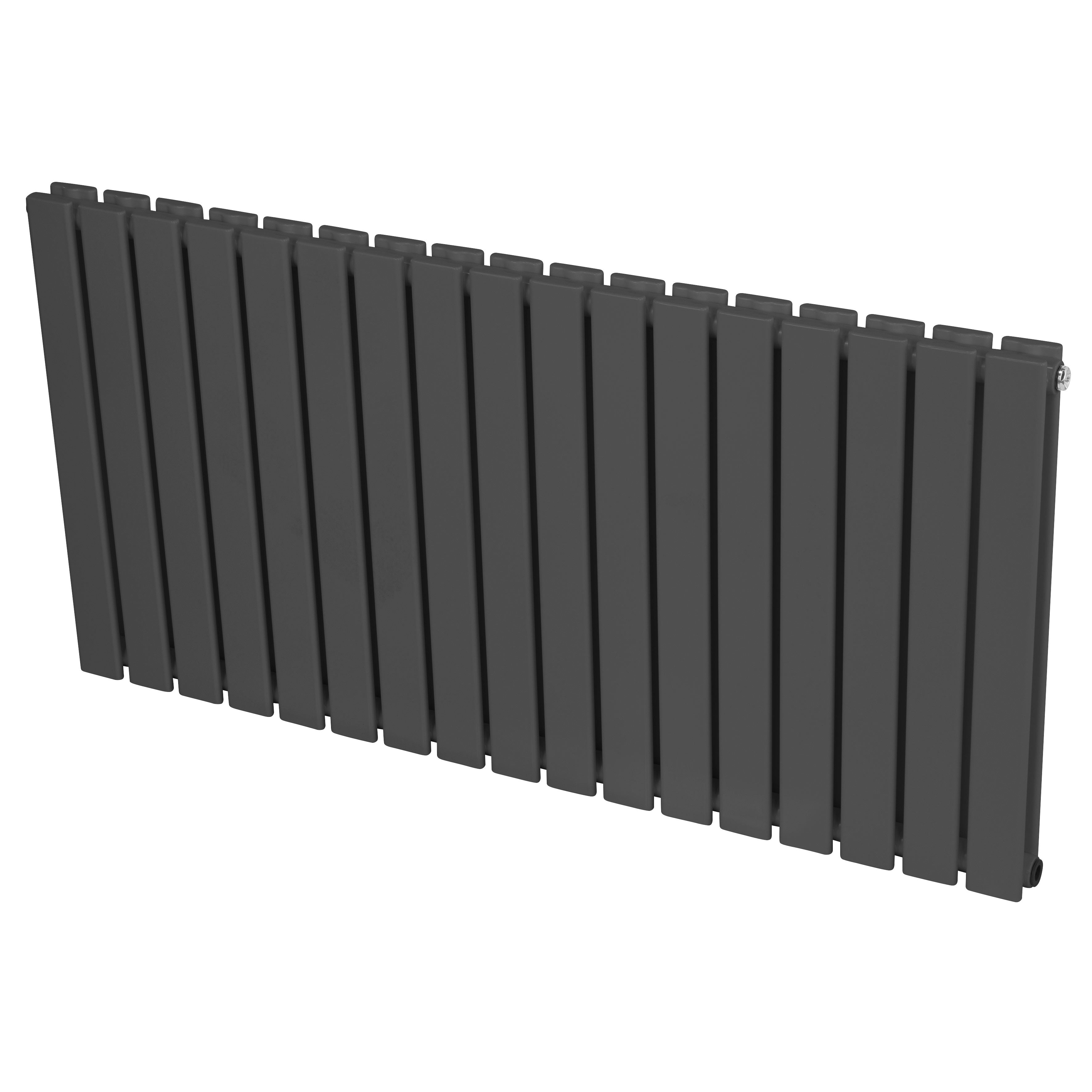 Baridi Horizontal Radiator Contemporary Double Flat Panel Design 600 x 1190mm, Anthracite - DH342