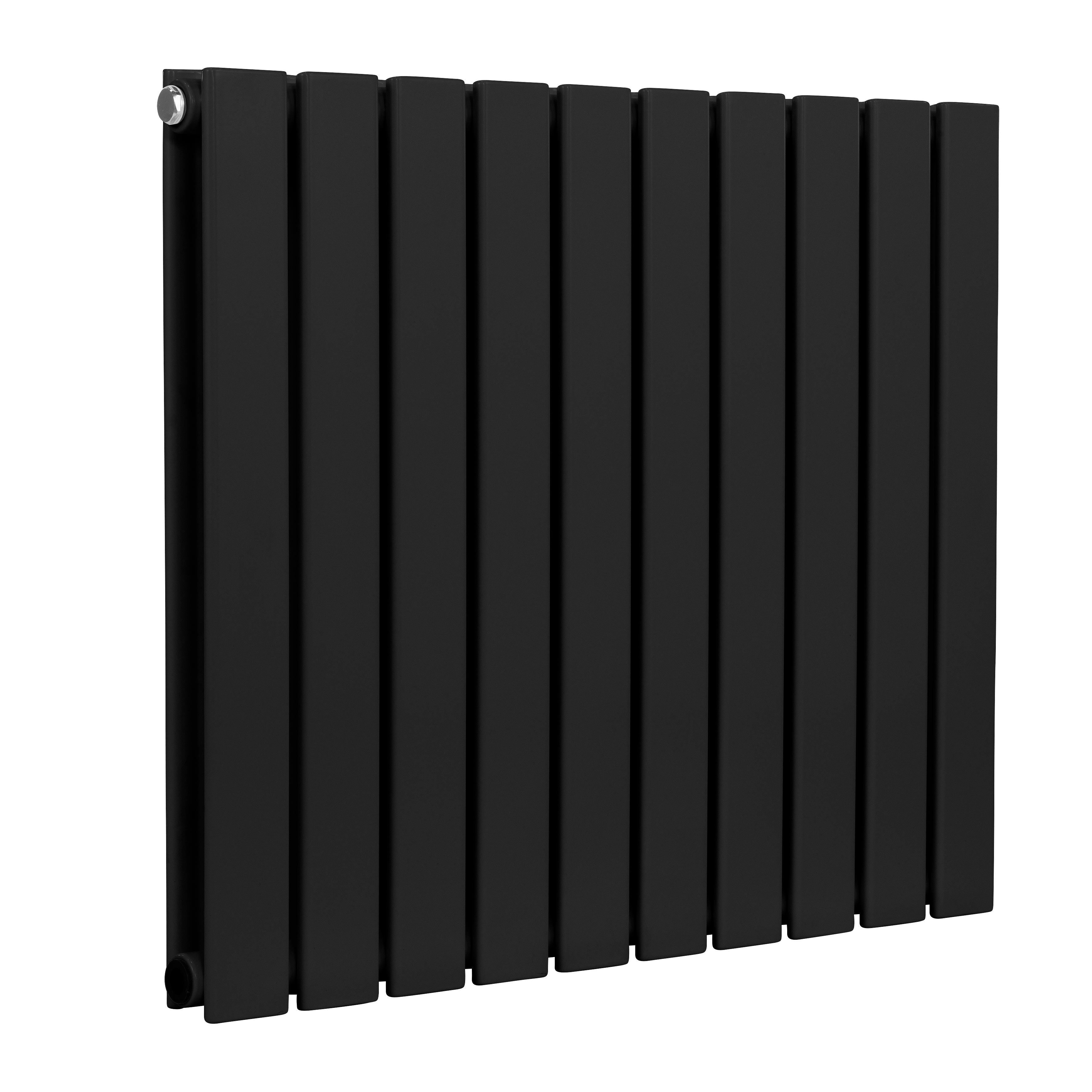 Baridi Horizontal Radiator Contemporary Double Flat Panel Design 600 x 700mm, Black - DH345