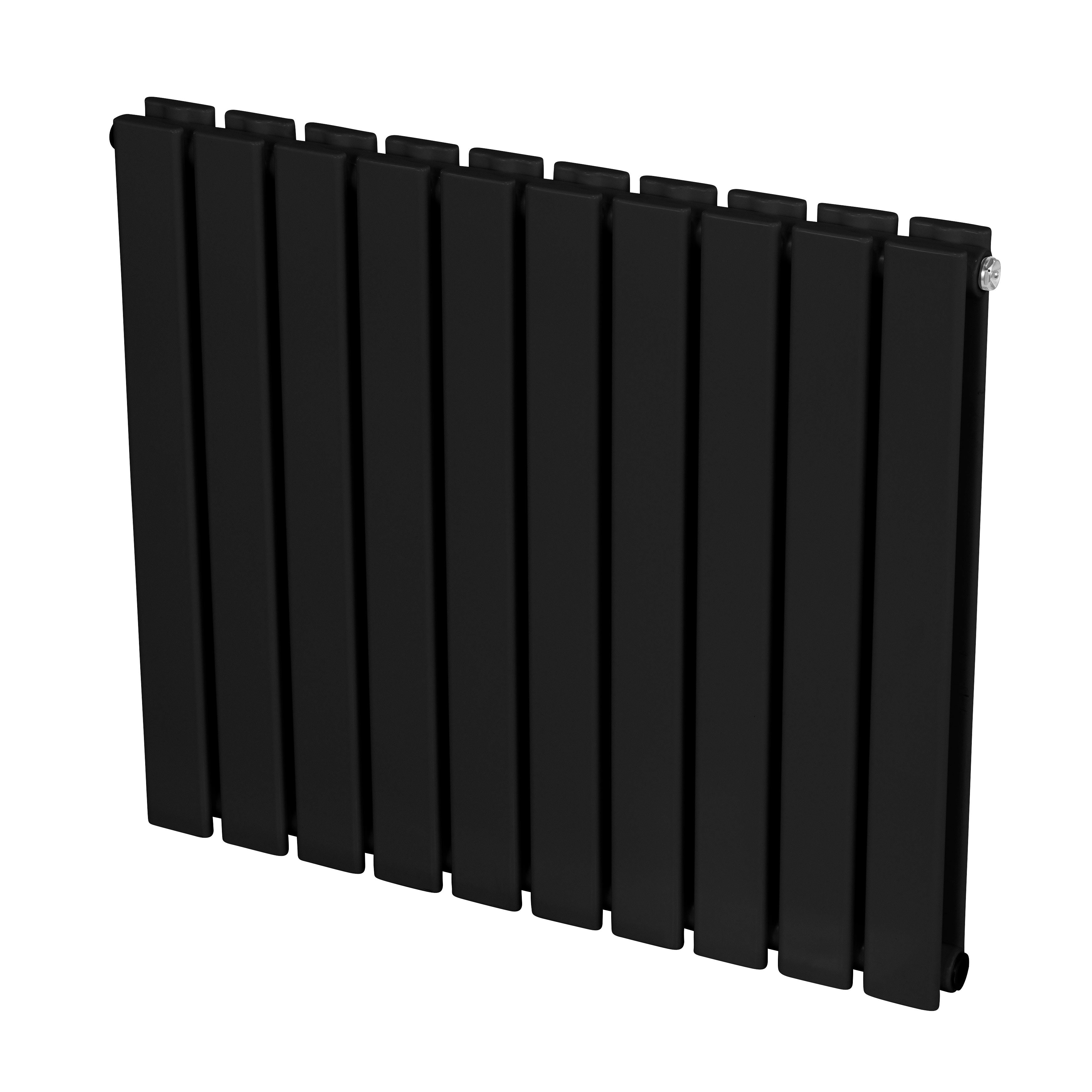 Baridi Horizontal Radiator Contemporary Double Flat Panel Design 600 x 700mm, Black - DH345