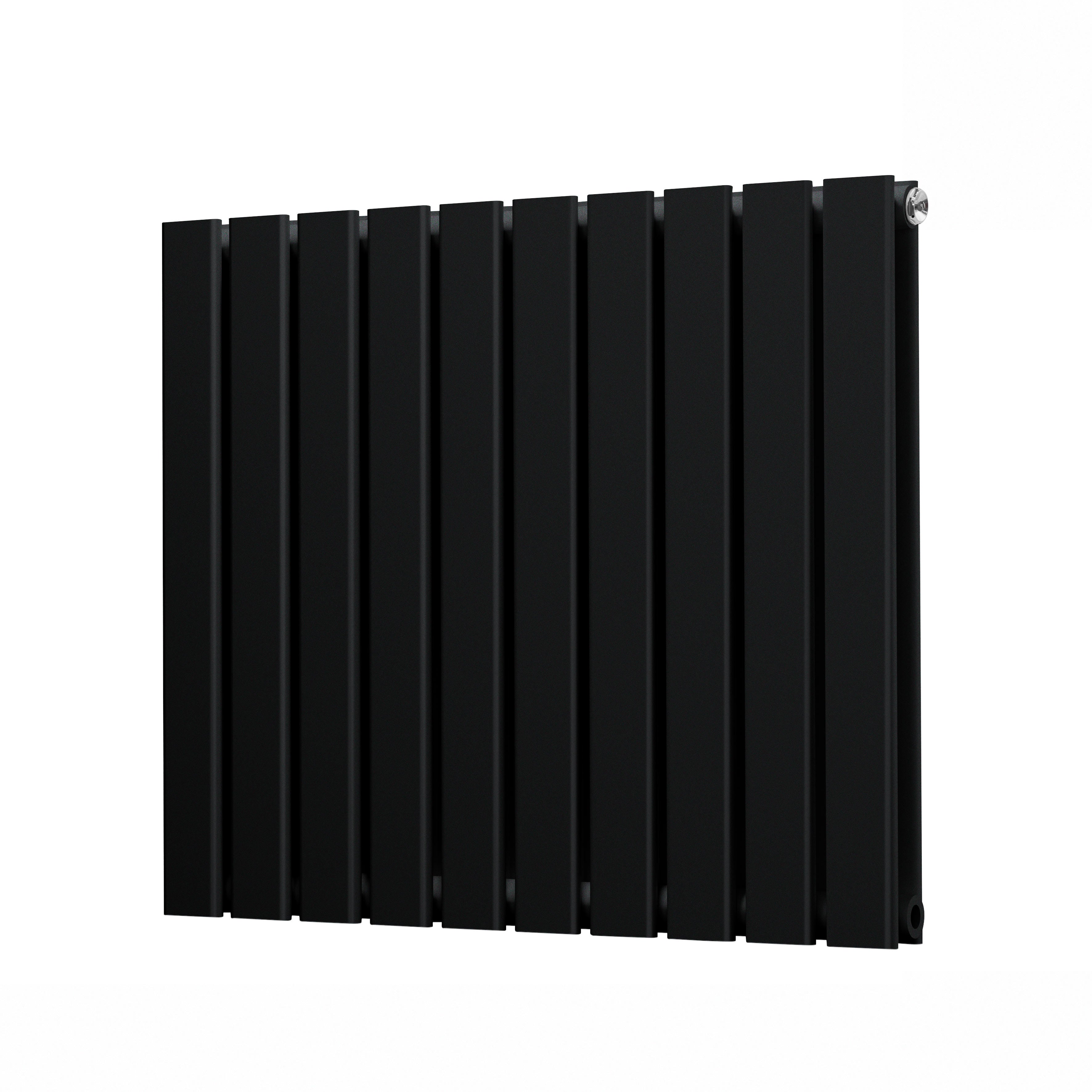 Horizontal Radiator Contemporary Double Flat Panel Design 600 x 700mm, Black - DH345