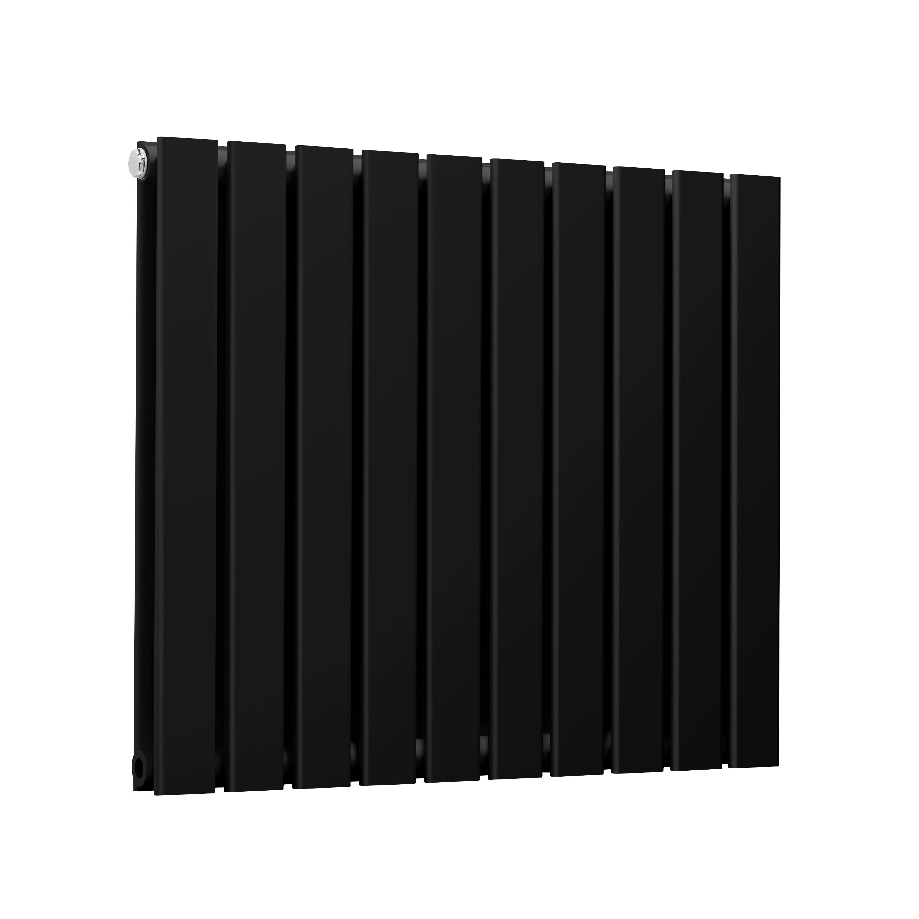 Horizontal Radiator Contemporary Double Flat Panel Design 600 x 700mm, Black - DH345