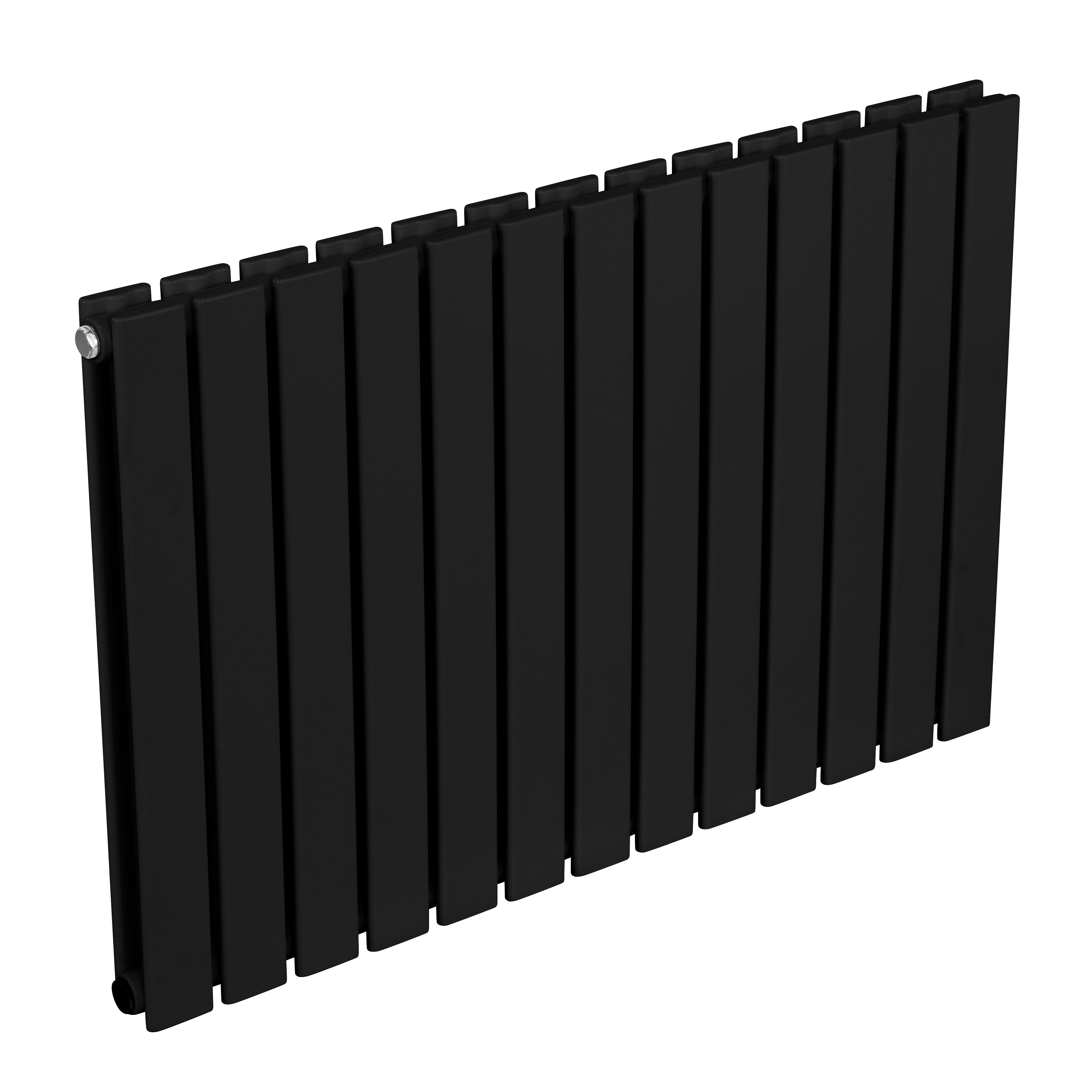 Baridi Horizontal Radiator Contemporary Double Flat Panel Design 600 x 910mm, Black - DH346