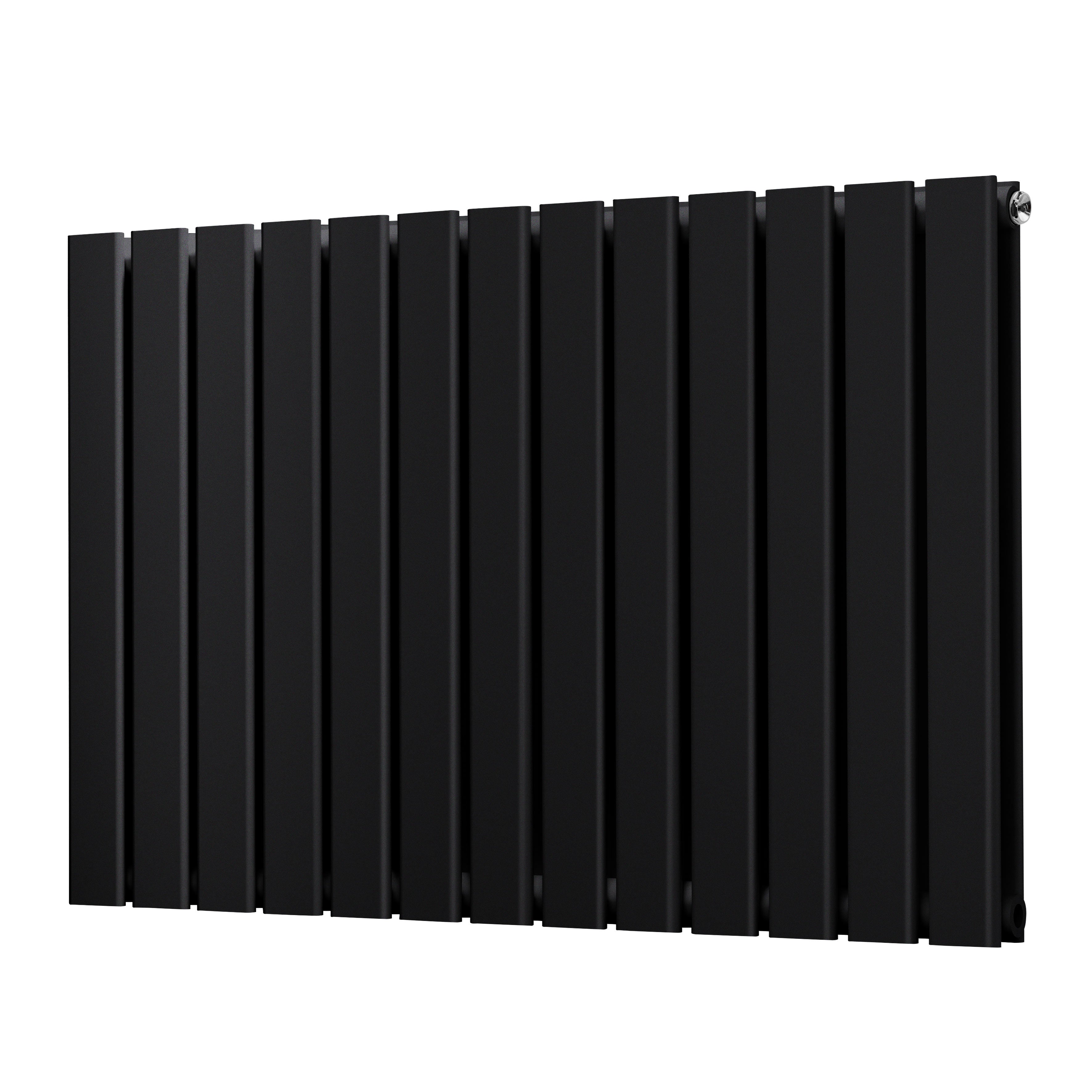 Horizontal Radiator Contemporary Double Flat Panel Design 600 x 910mm, Black - DH346