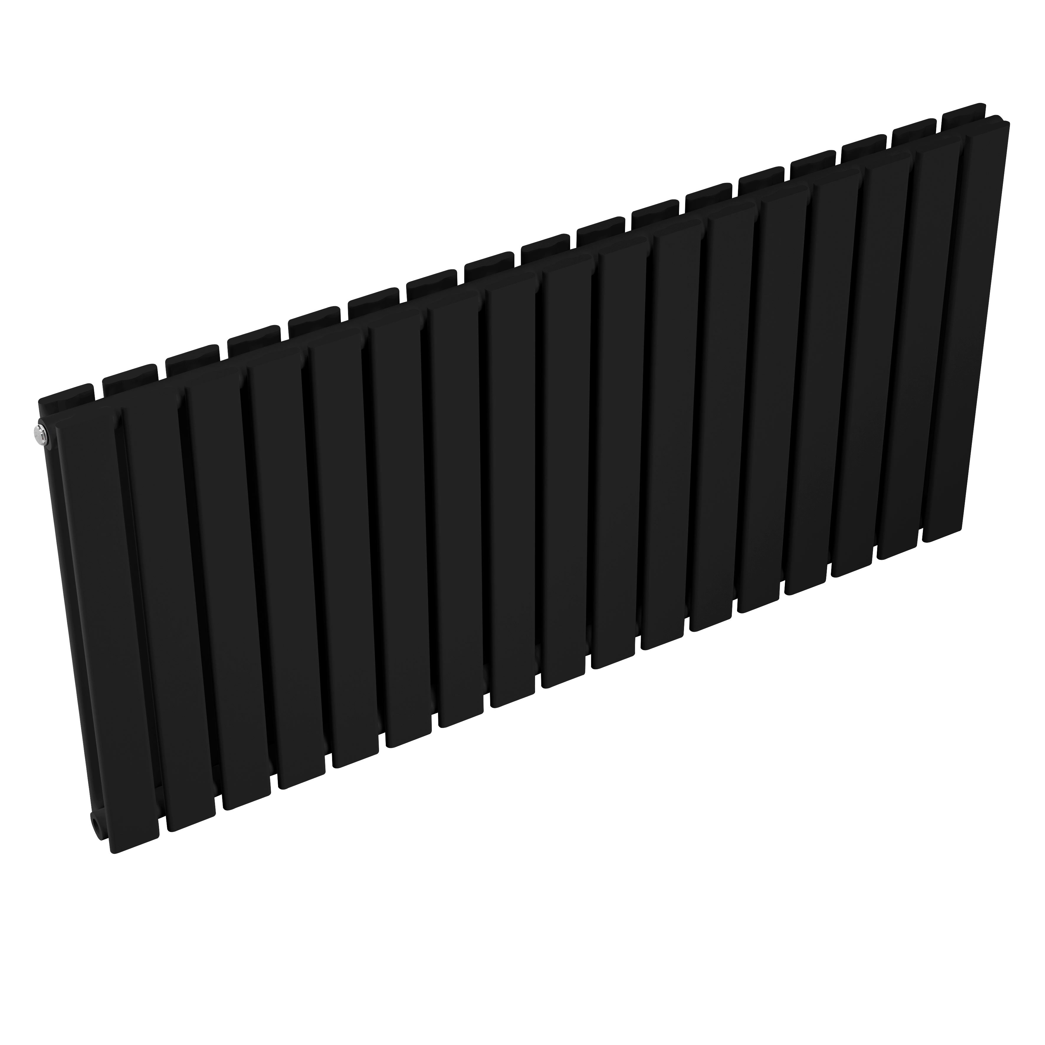 Horizontal Radiator Contemporary Double Flat Panel Design 600 x 1190mm, Black - DH347