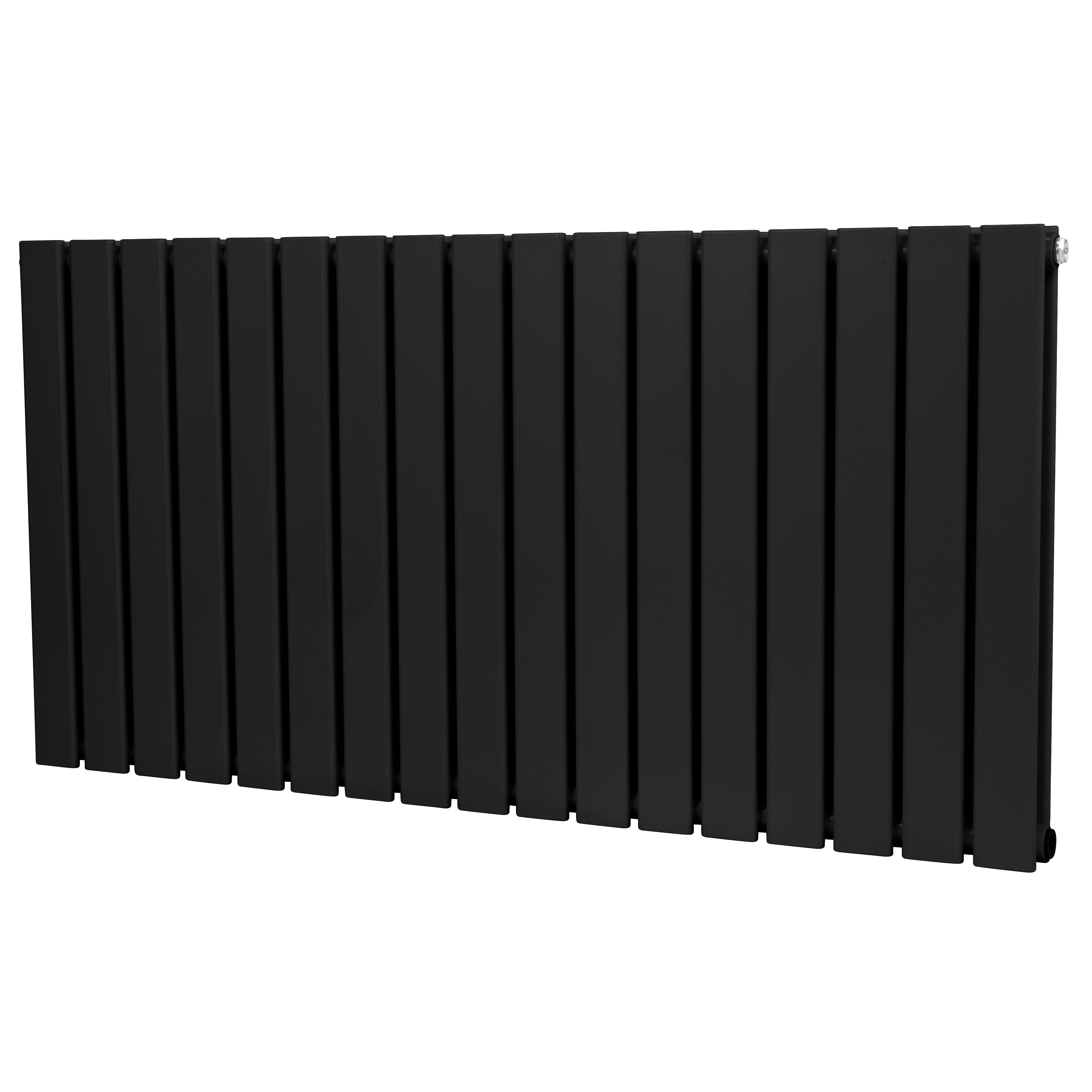 Baridi Horizontal Radiator Contemporary Double Flat Panel Design 600 x 1190mm, Black - DH347