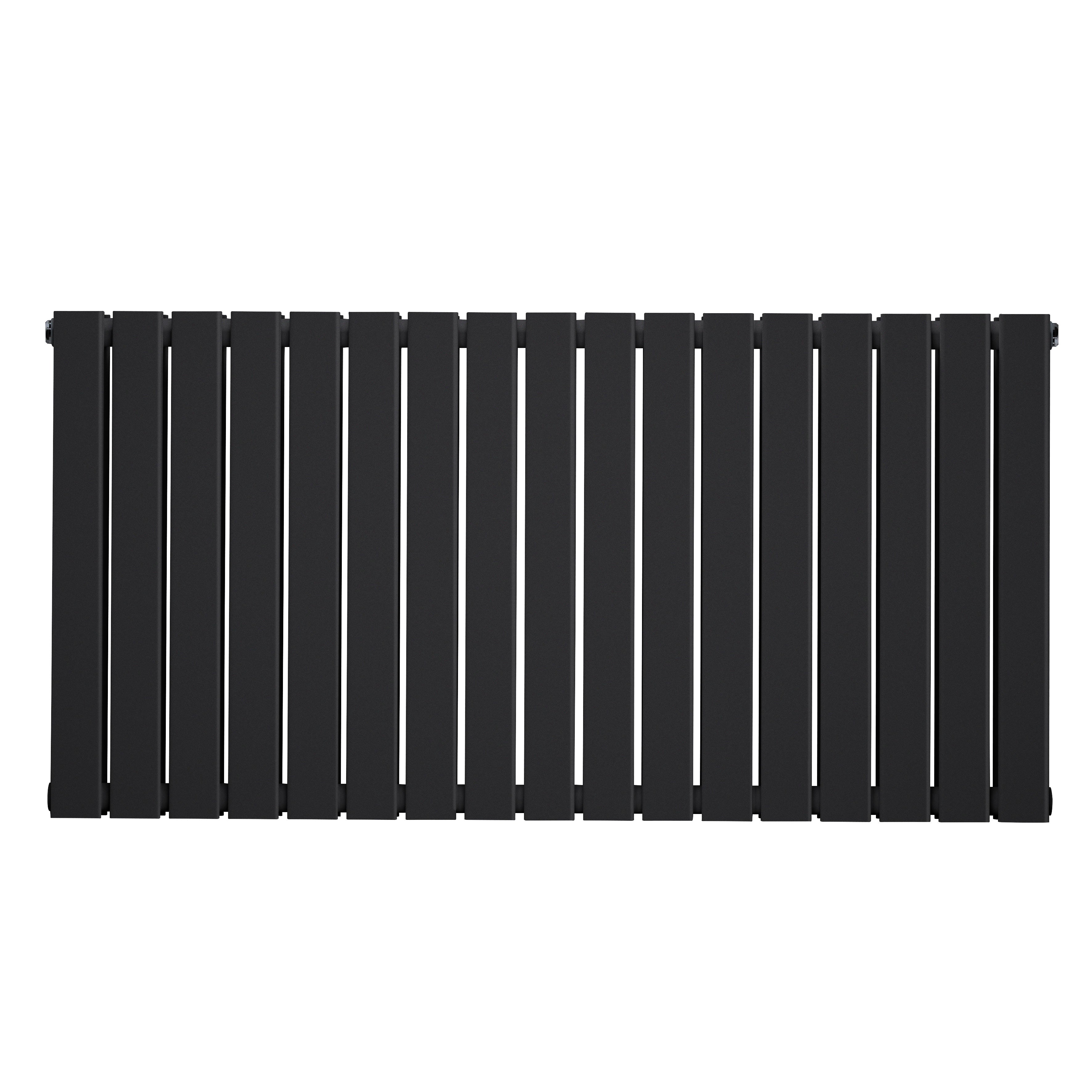 Horizontal Radiator Contemporary Double Flat Panel Design 600 x 1190mm, Black - DH347
