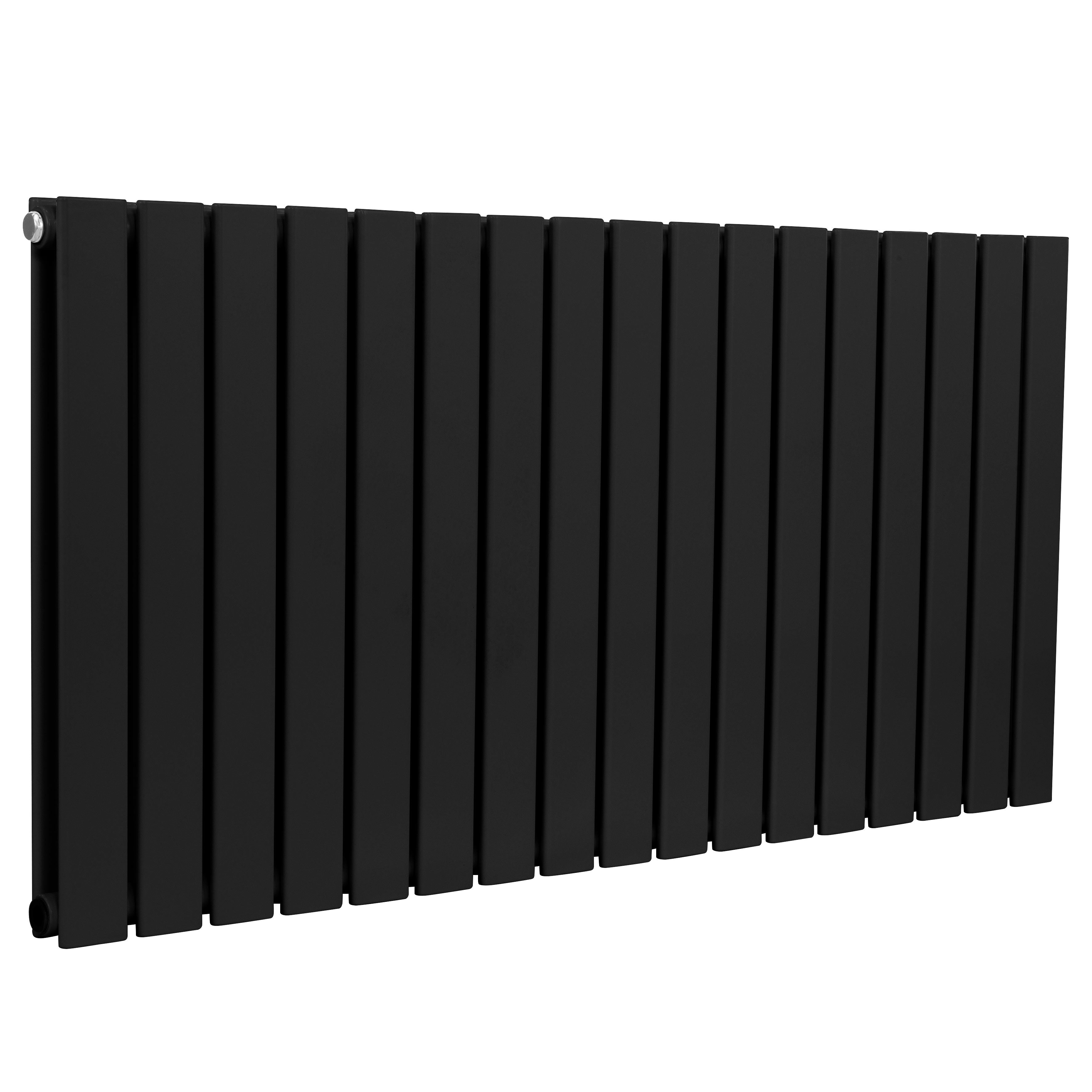 Baridi Horizontal Radiator Contemporary Double Flat Panel Design 600 x 1190mm, Black - DH347