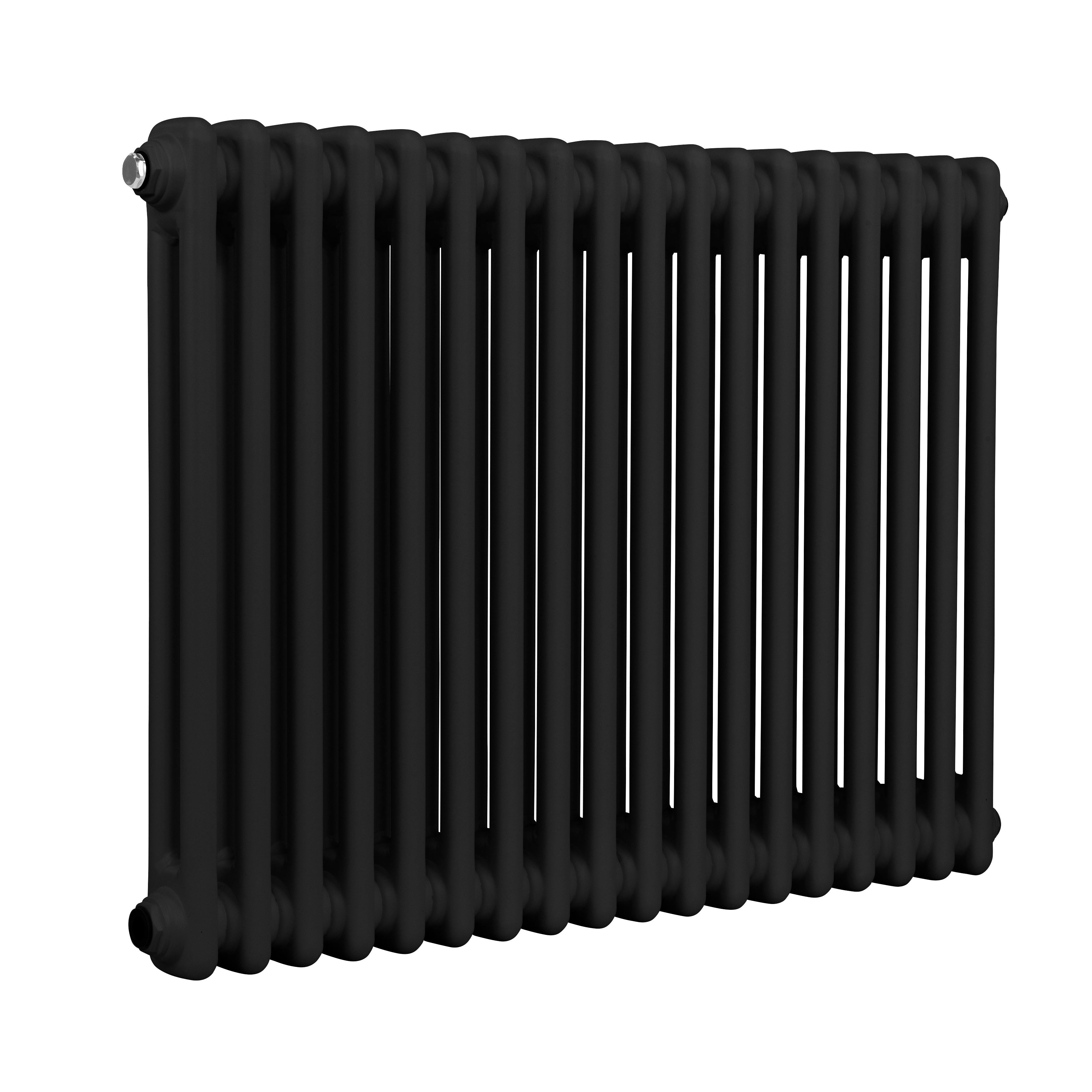 Baridi Horizontal Traditional 2 Column Radiator 600 x 832mm, Black - DH363
