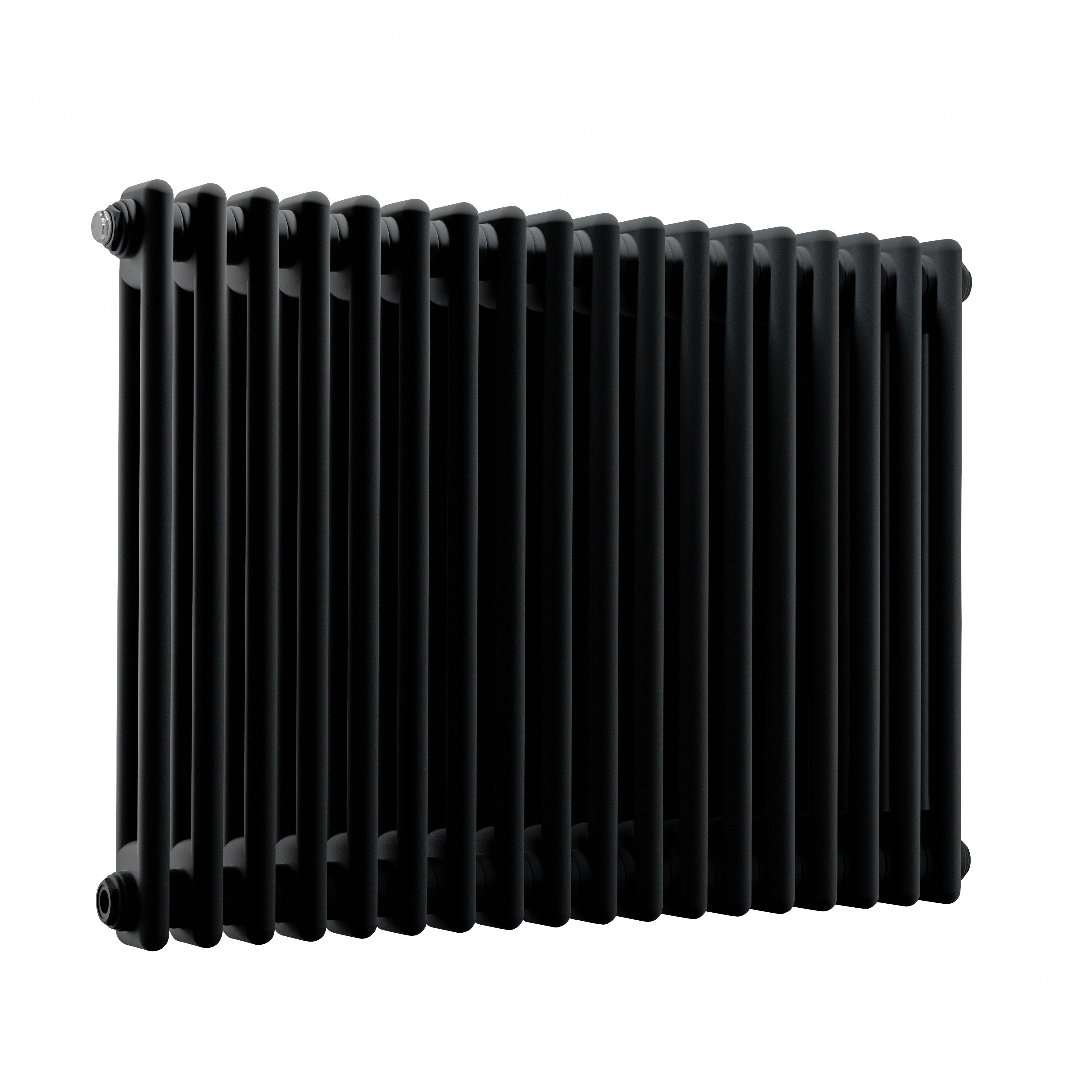 Horizontal Traditional 2 Column Radiator 600 x 832mm, Black - DH363
