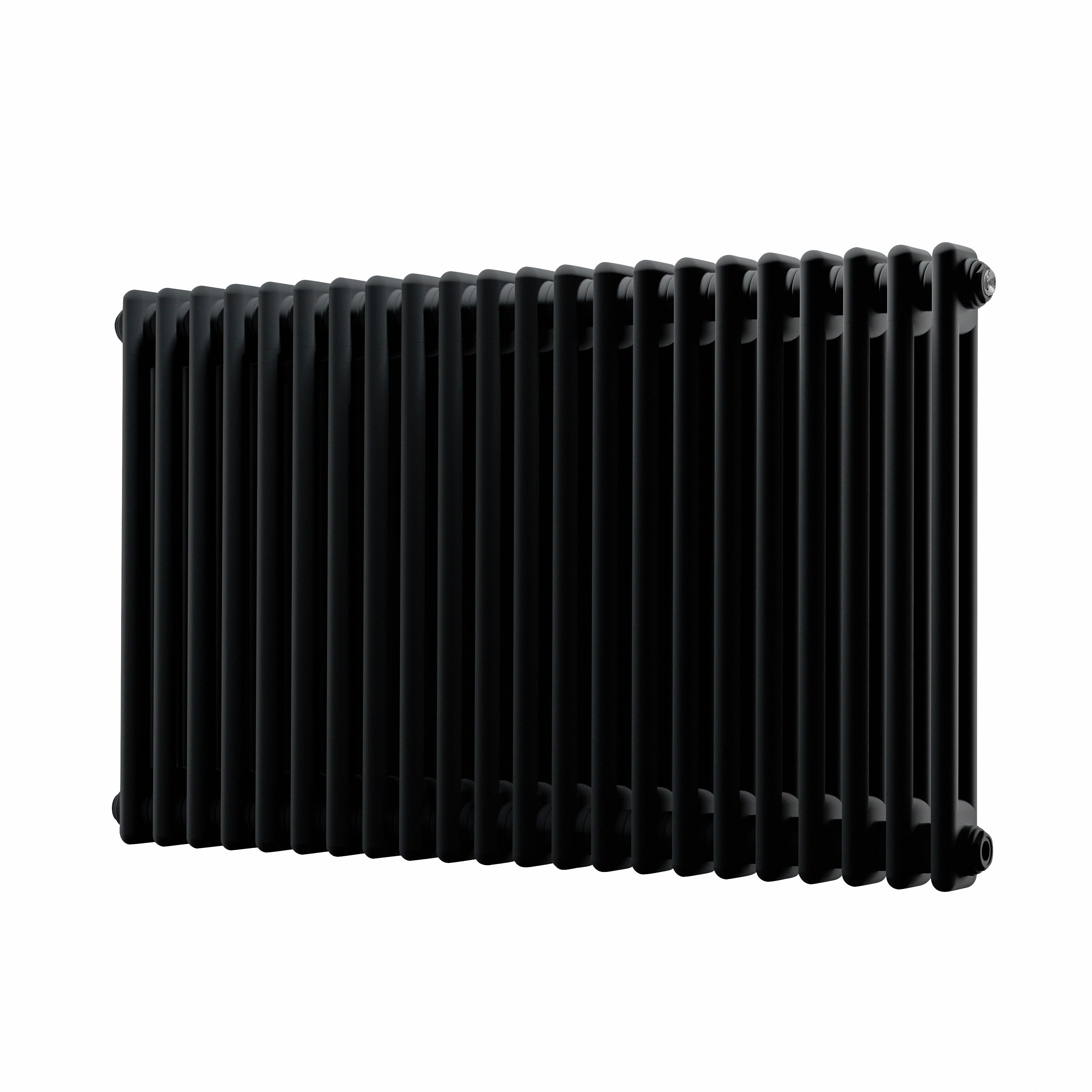 Horizontal Traditional 2 Column Radiator 600 x 1012mm, Black - DH364
