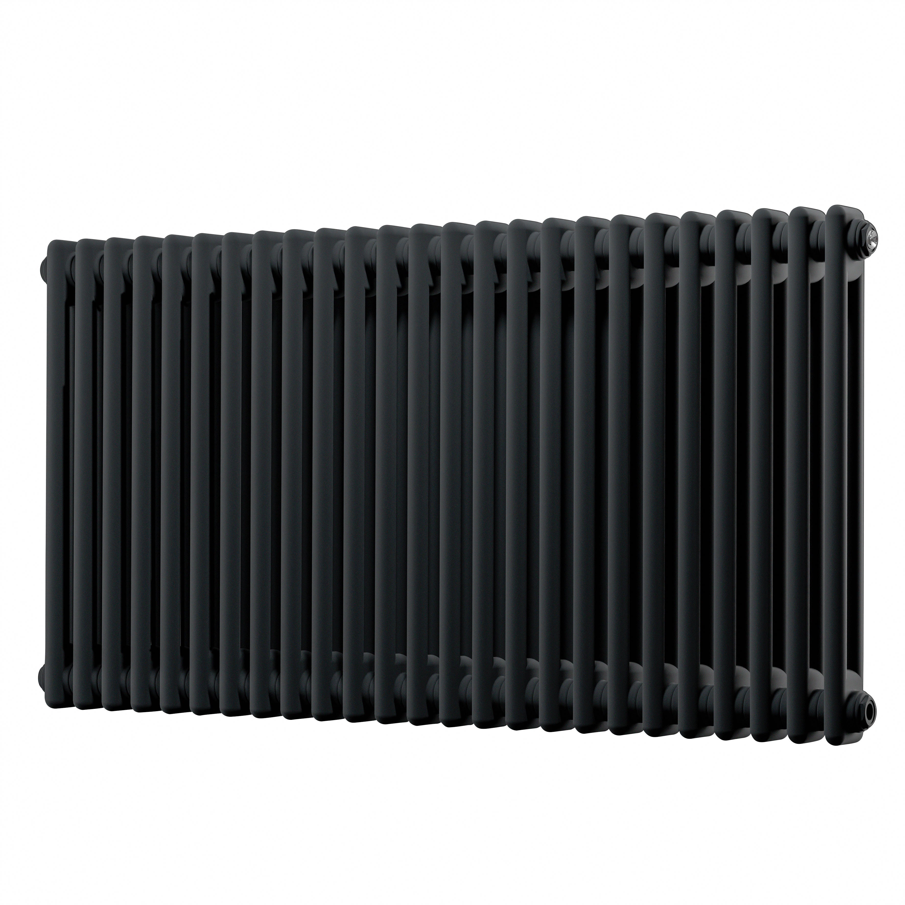 Horizontal Traditional 2 Column Radiator 600 x 1147mm, Black - DH365