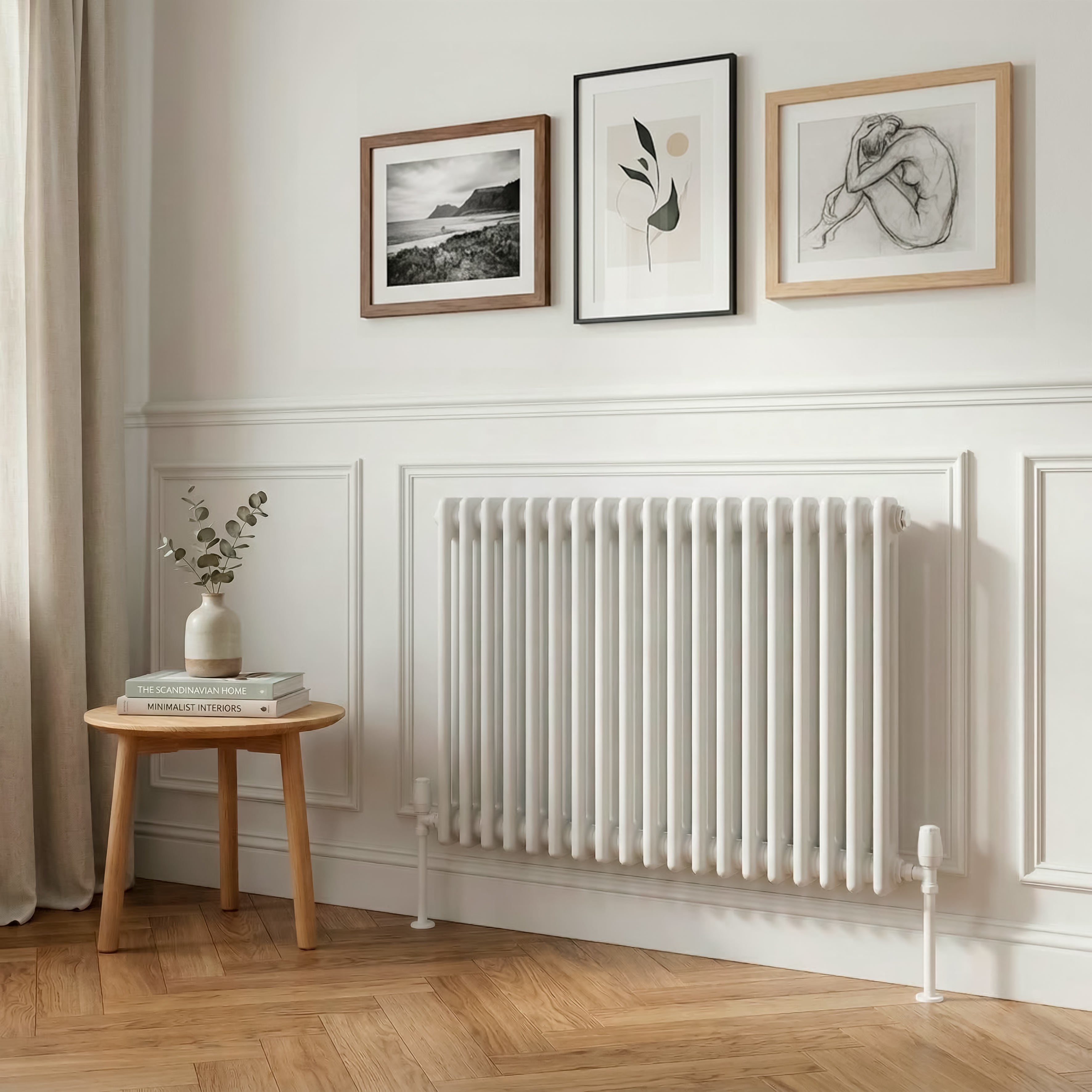 Baridi Horizontal Traditional 2 Column Radiator 600 x 832mm, White - DH368