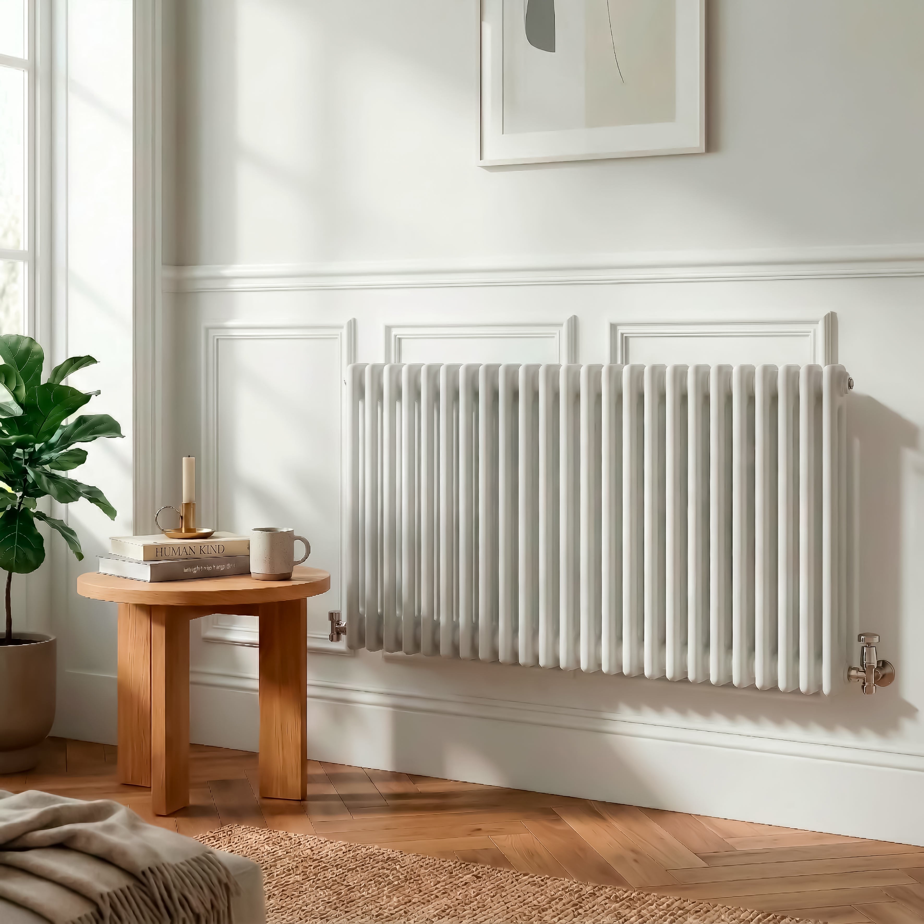 Baridi Horizontal Traditional 2 Column Radiator 600 x 1147mm, White - DH370
