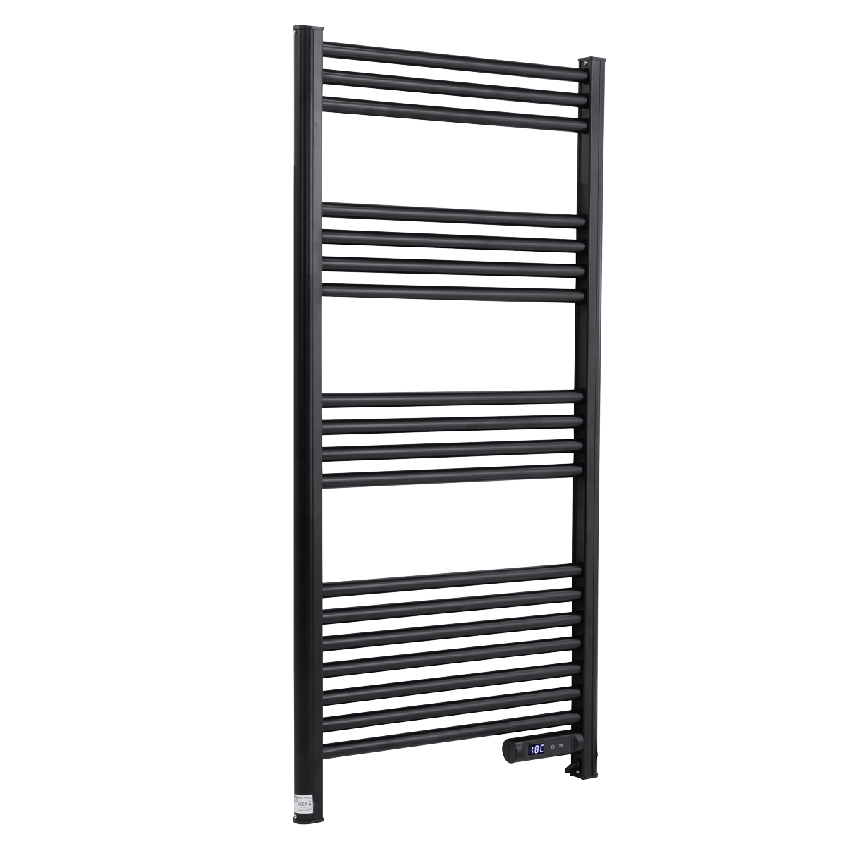 Baridi Electric Heated Towel Rail with LED Display, Black - DH371