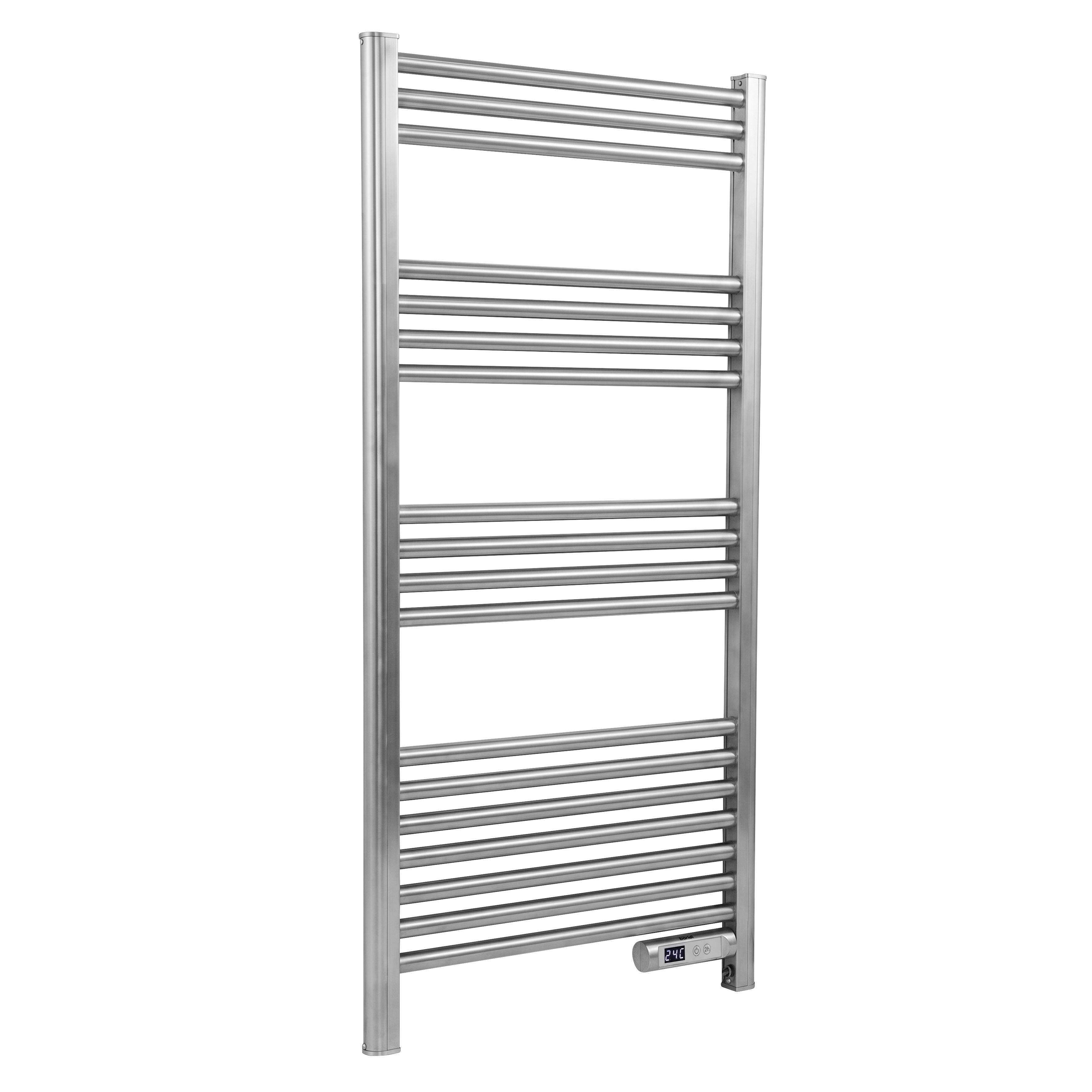 Baridi Electric Heated Towel Rail with LED Display, Silver - DH372