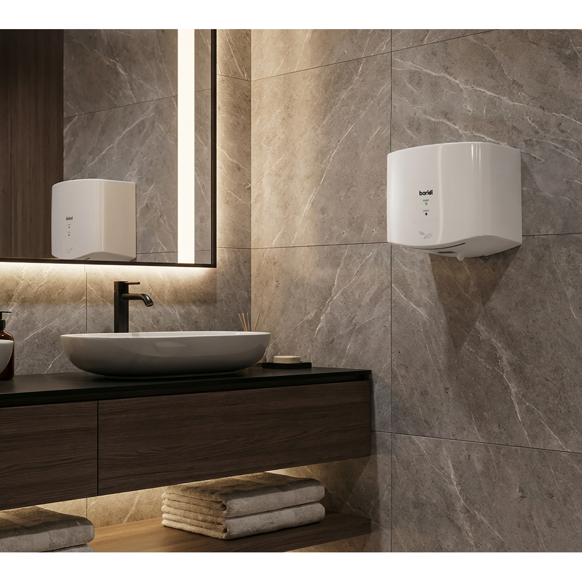 Baridi High Speed Hand Dryer with Auto-Sensor 1400-1650W, White - DH378