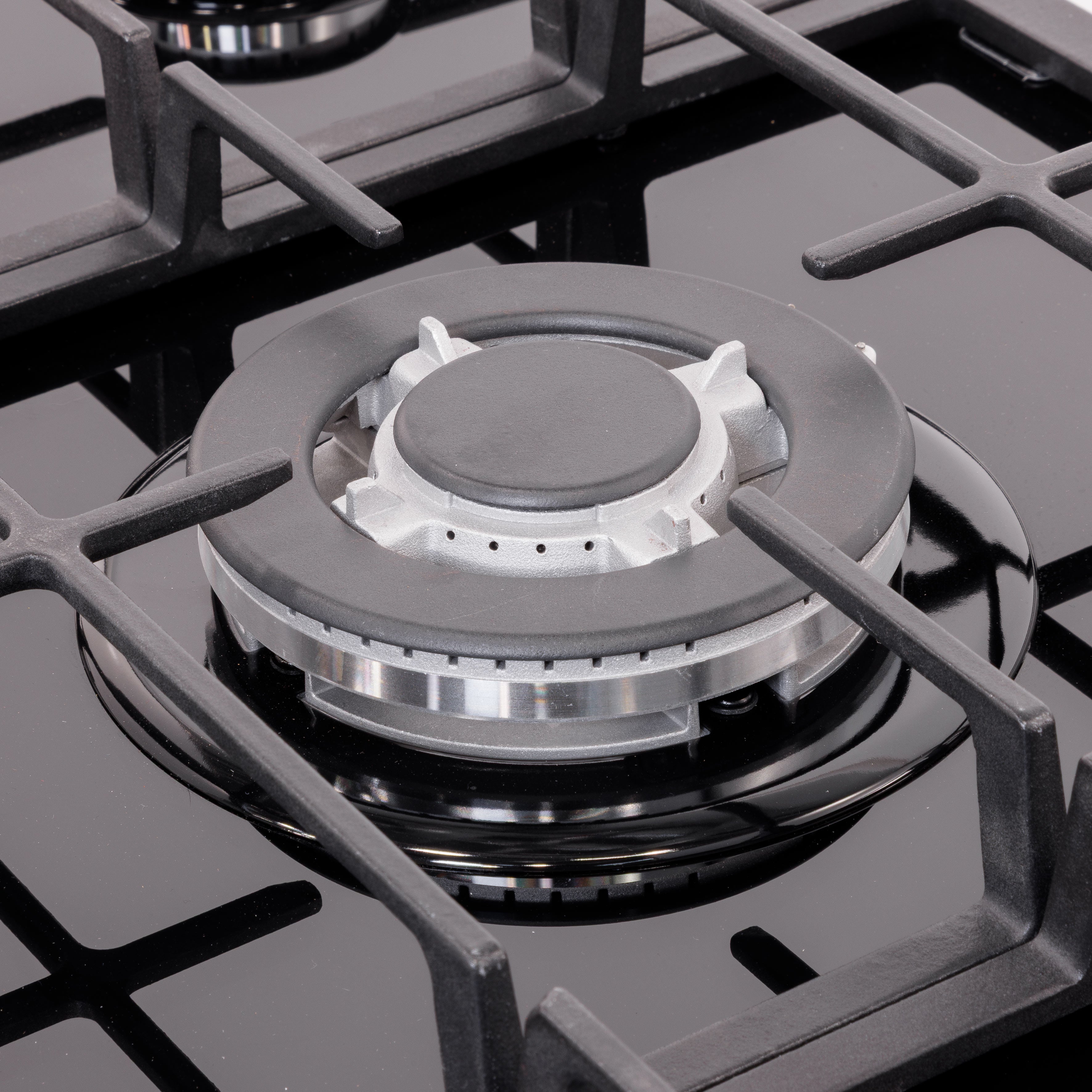 Baridi 90cm Gas Hob Glass with 5 Burners, Cast Iron Supports & Auto Ignition 11kW - DH383