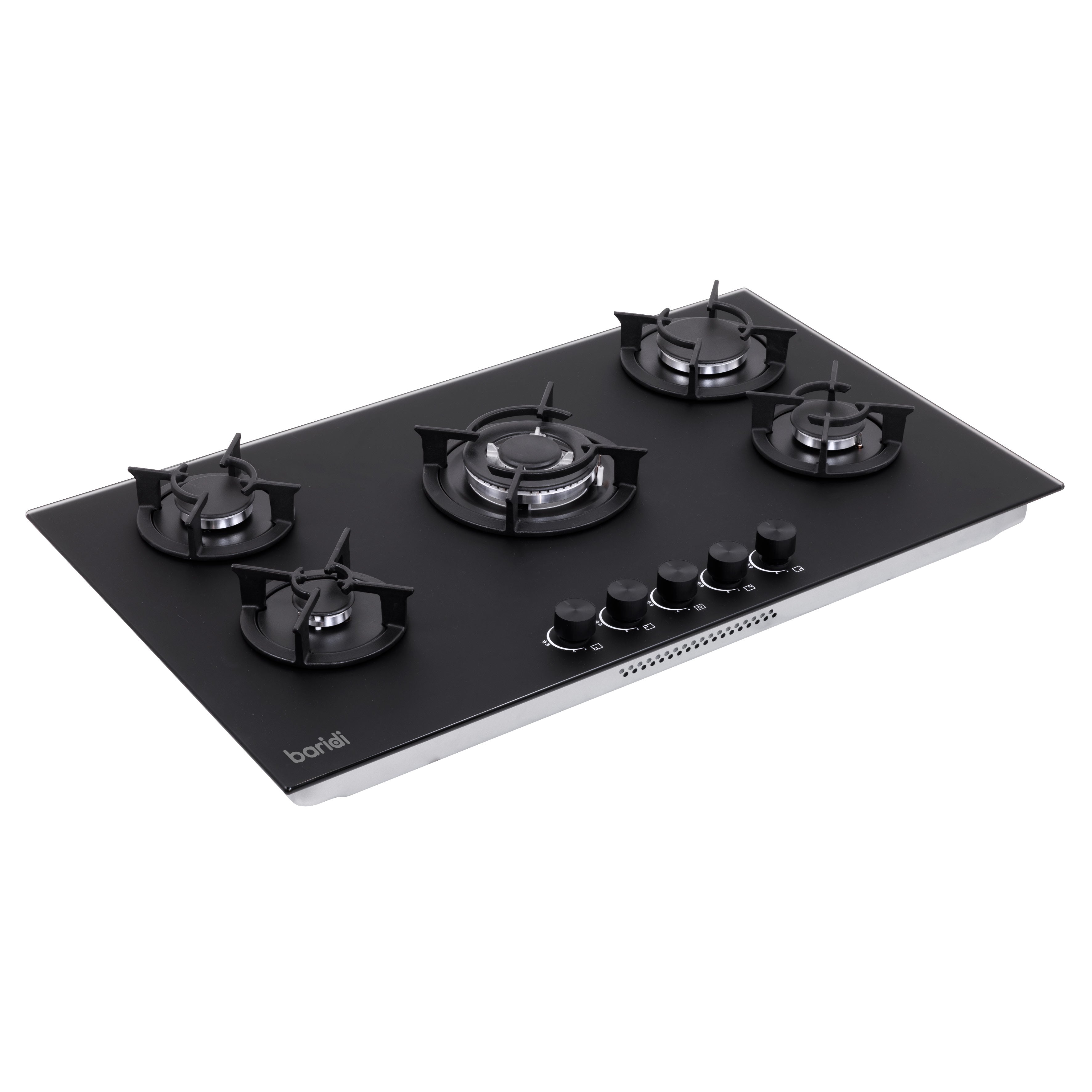 Baridi 90cm Matt Black Glass Gas Hob, 5 Burners, Cast Iron Supports, Auto Ignition, 10.4kW – DH385