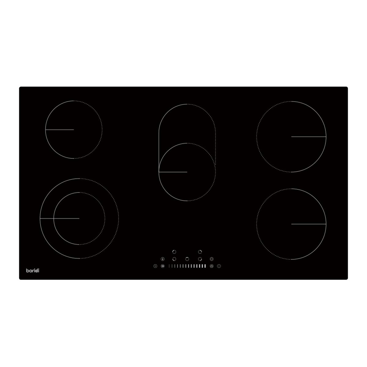 Baridi Integrated Ceramic Hob with 5 Cooking Zones 90cm, Black Glass - DH389