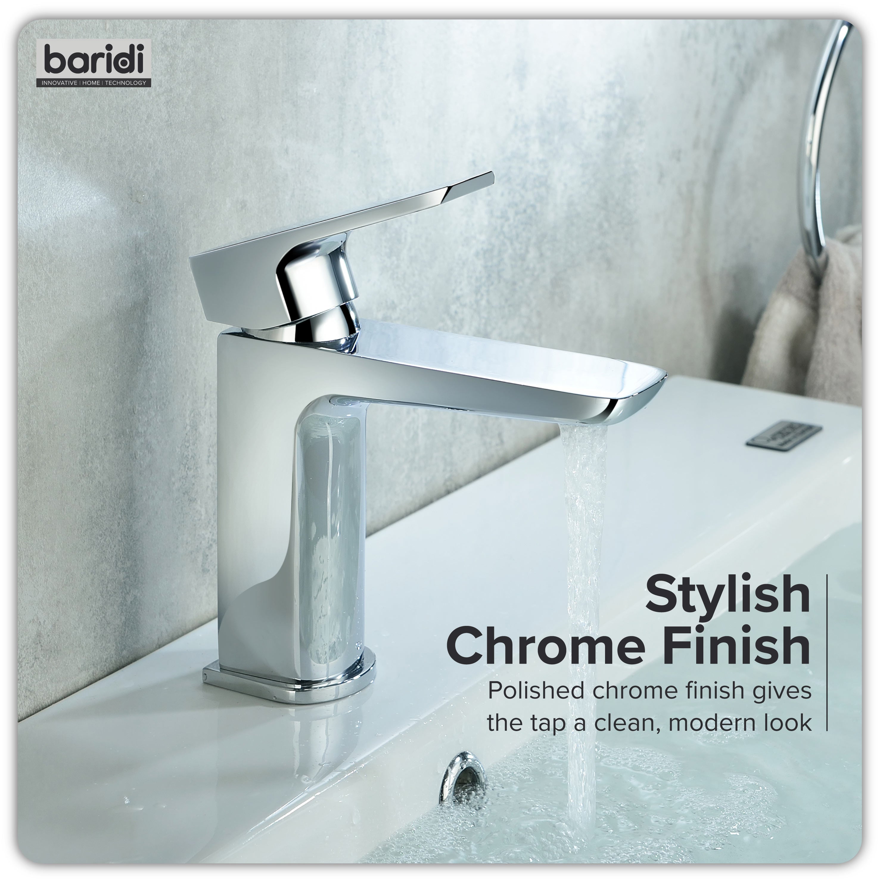 Baridi Basin Mixer Tap with Clicker Waste, Chrome - DH392