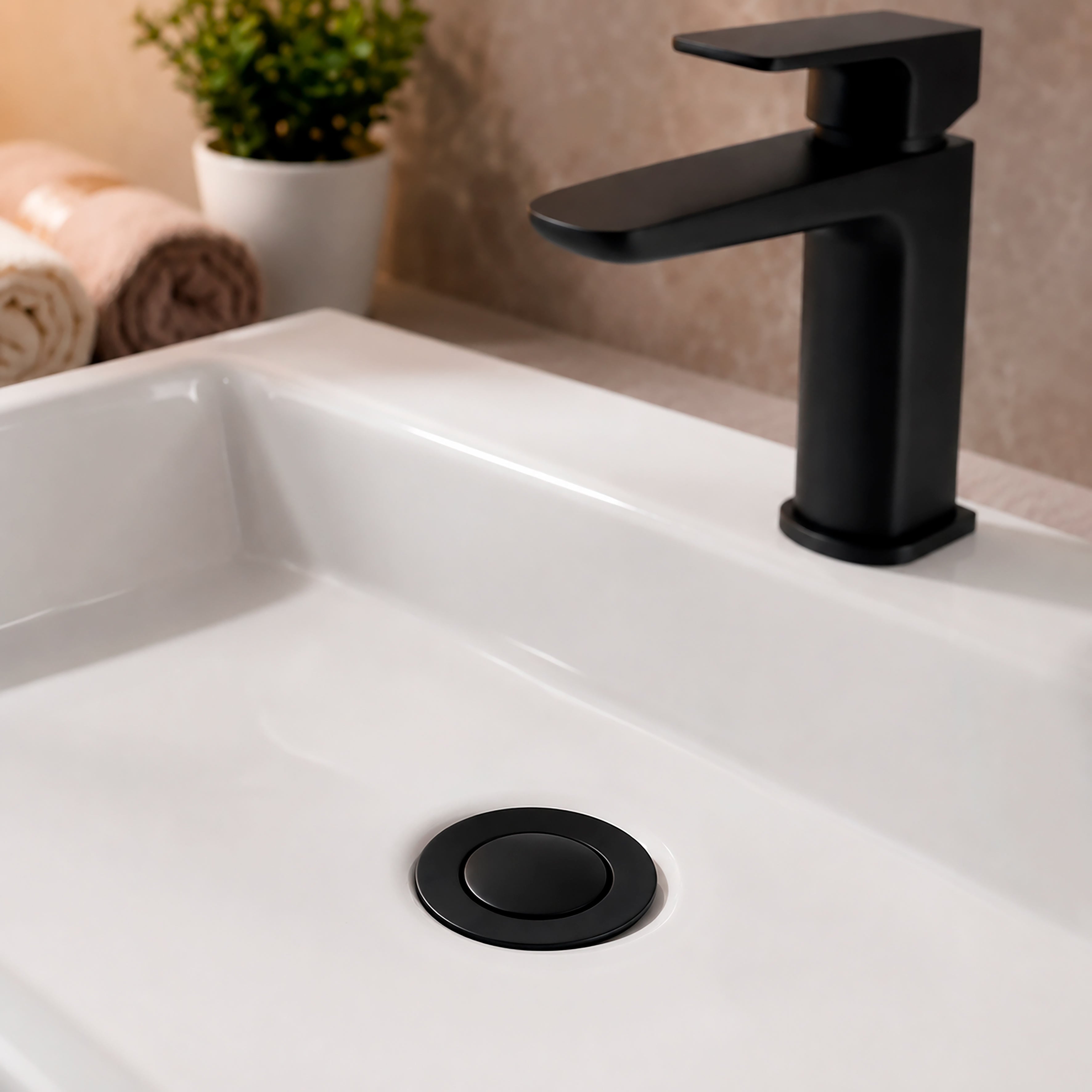 Baridi Basin Mixer Tap with Clicker Waste, Matt Black - DH393
