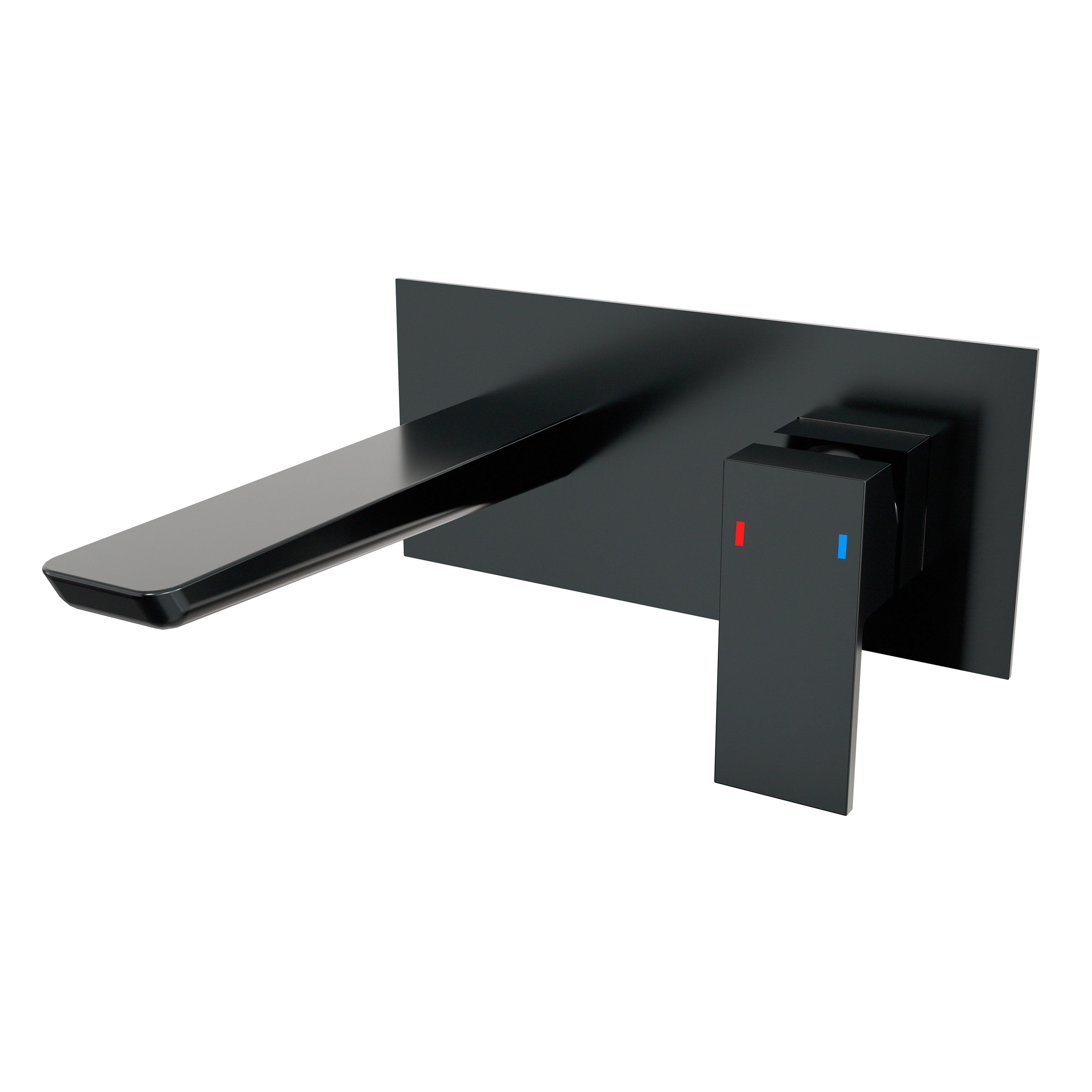 Baridi Wall Mounting Basin Mixer Tap, Square, Matt Black - DH397