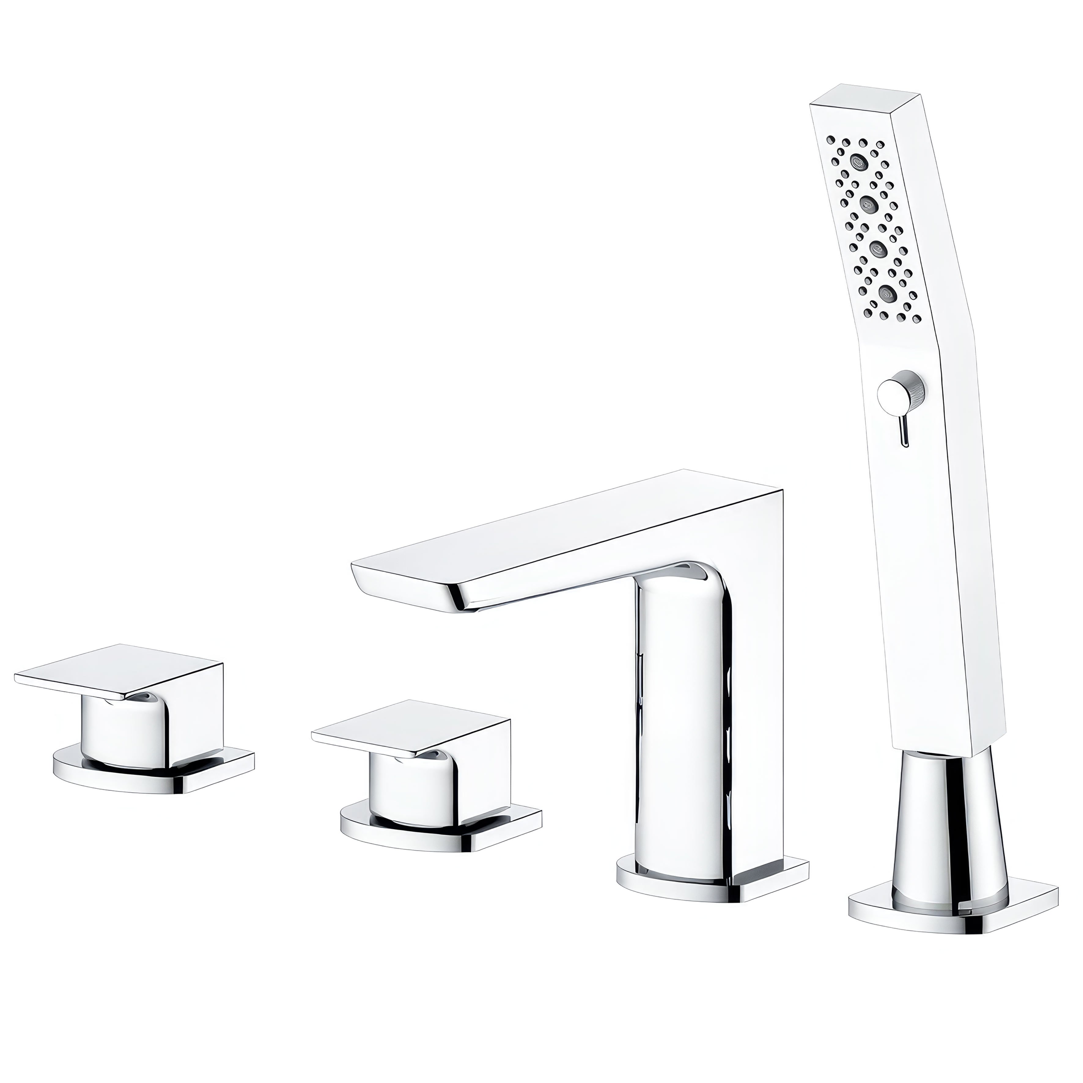 Baridi Bath Mounting 4-Hole Mixer Tap with Shower Head, Chrome - DH398