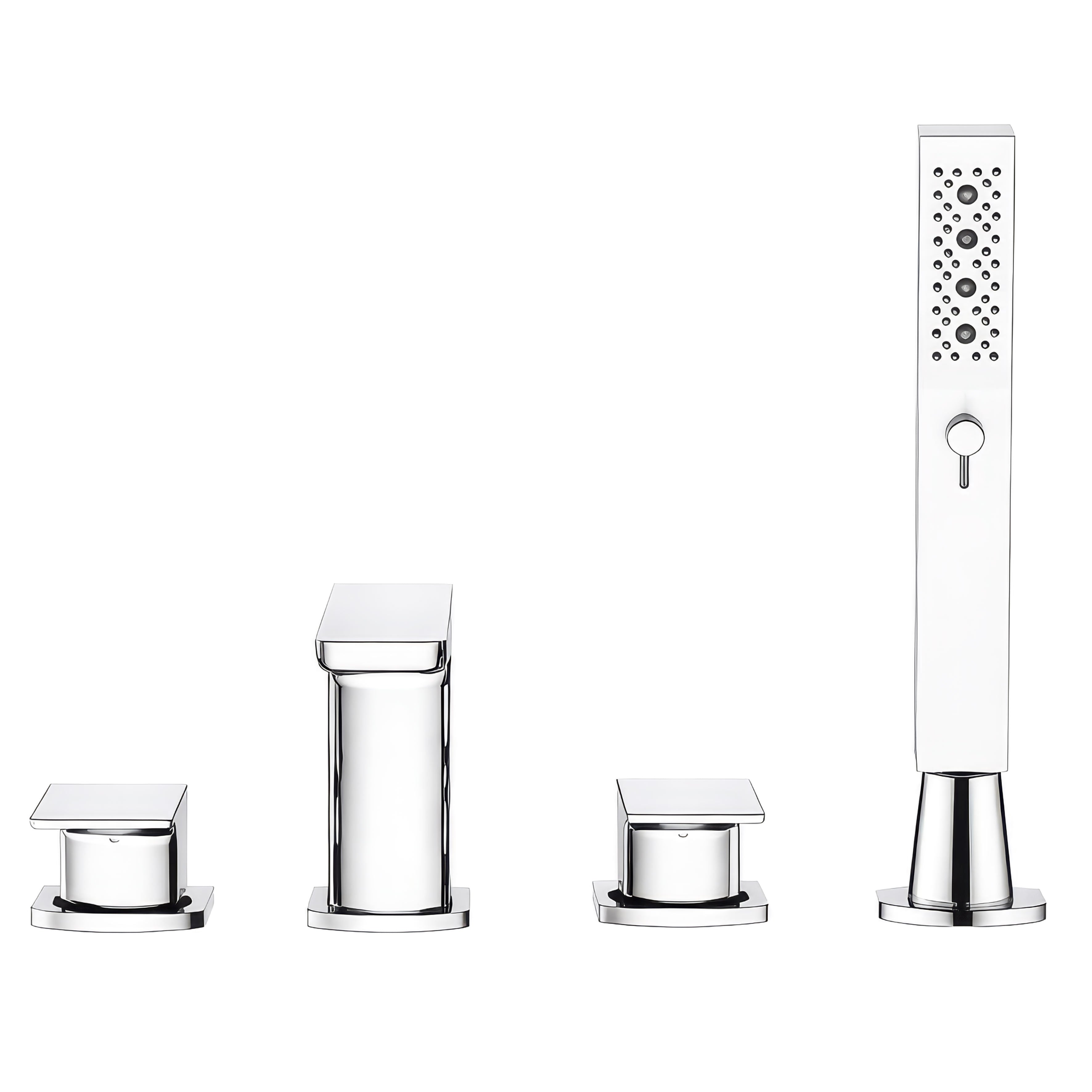 Baridi Bath Mounting 4-Hole Mixer Tap with Shower Head, Chrome - DH398