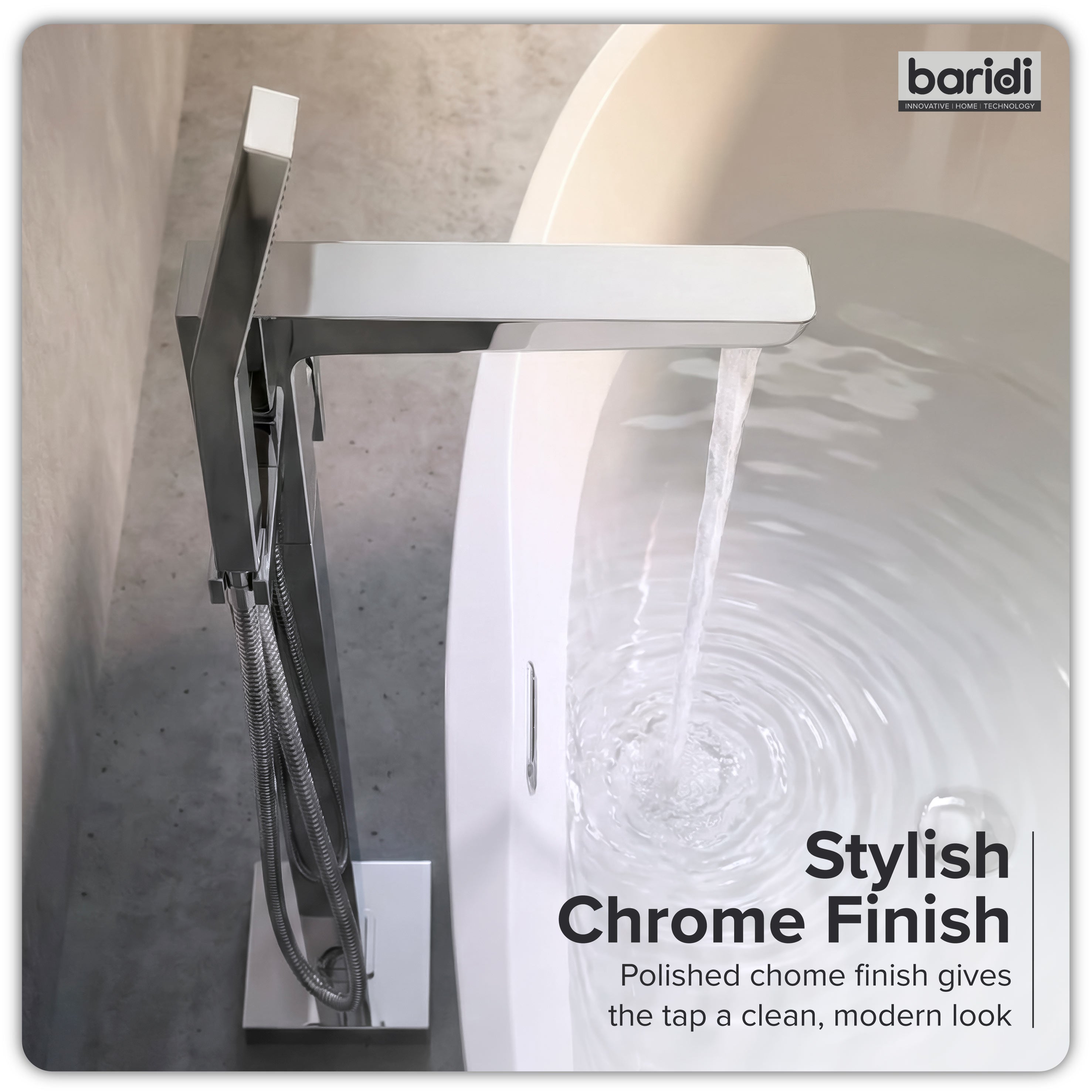 Baridi Freestanding Bath Mixer Tap with Shower, Chrome - DH400