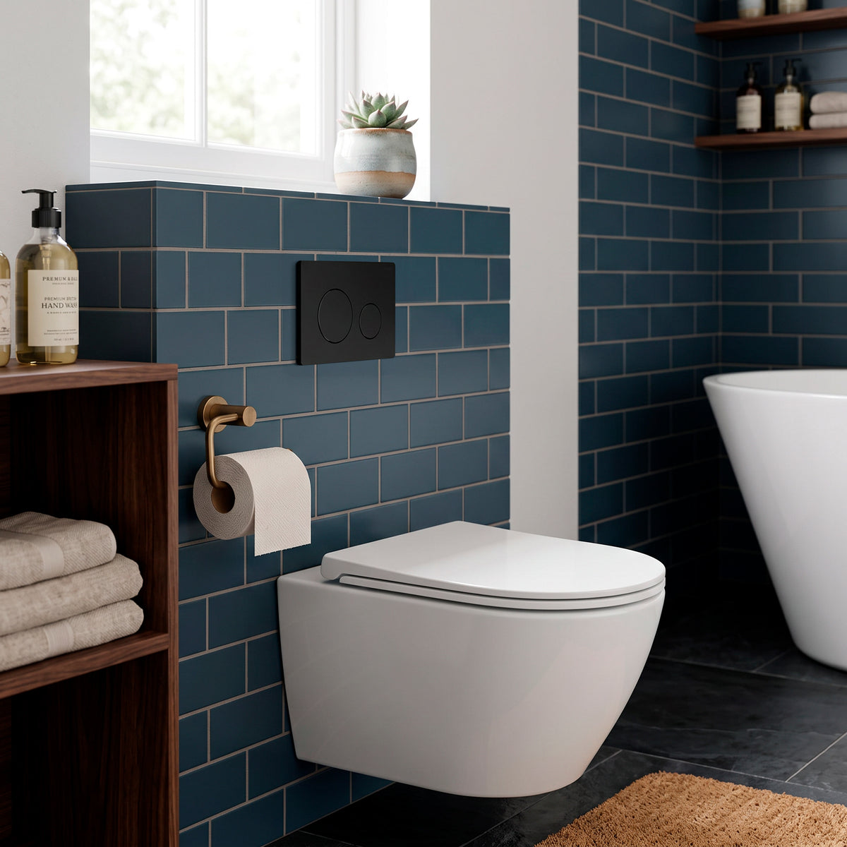 Baridi Matt Black Toilet Flush Plate with Dual Flush - DH406