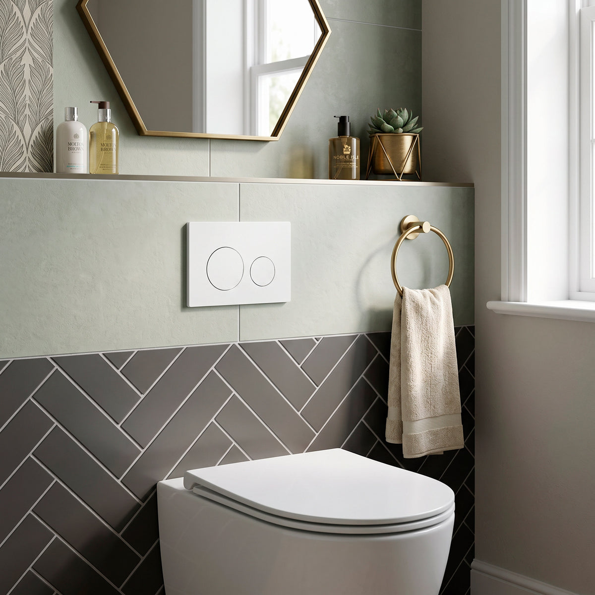 Baridi Matt White Toilet Flush Plate with Dual Flush - DH407