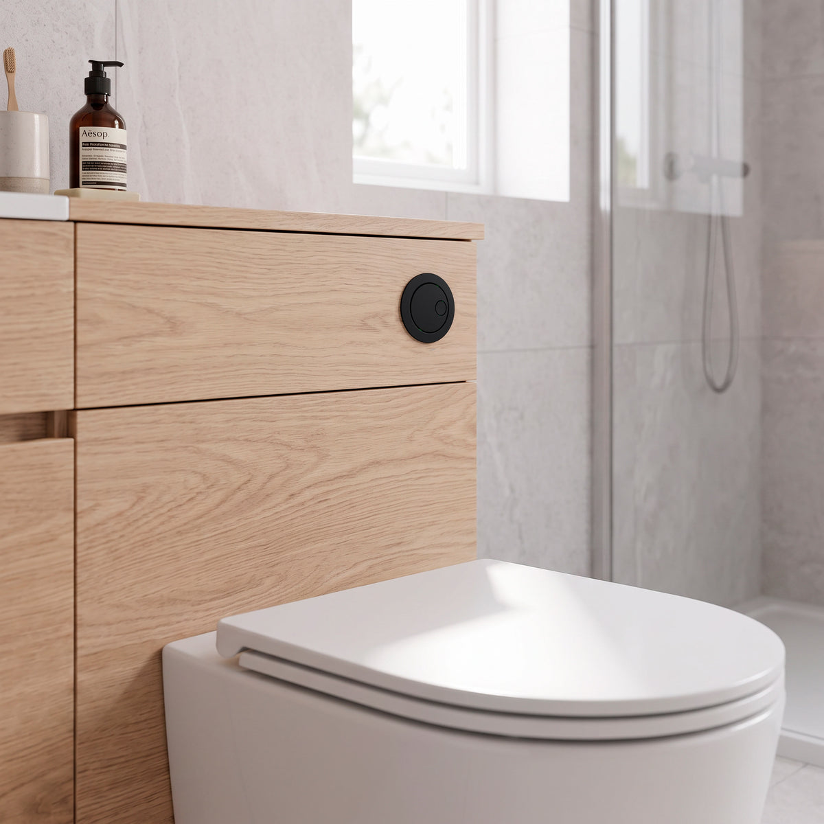 Baridi Matt Black Flush Button for Cabinet-Style Cistern - DH409