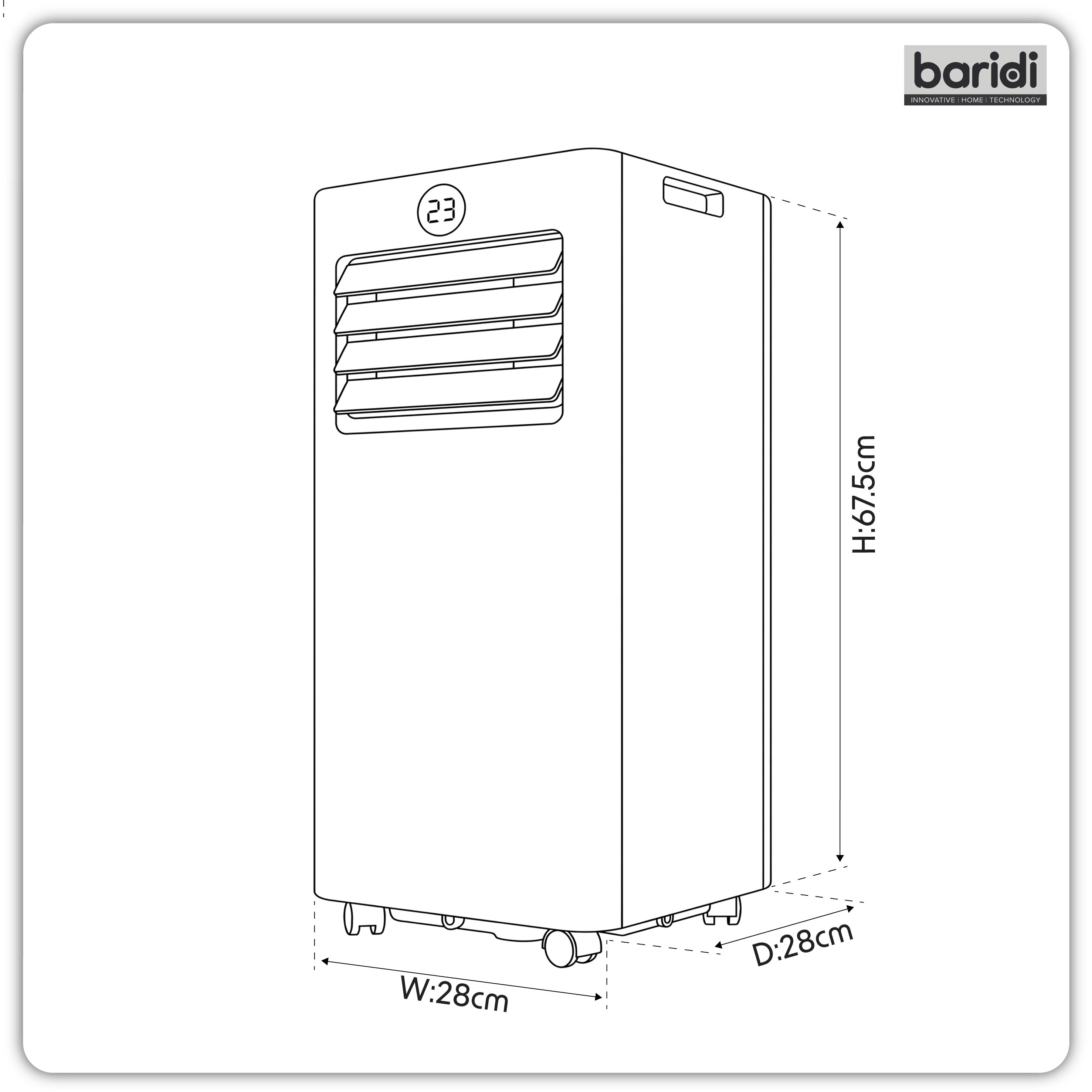 Baridi 5-in-1 Portable Air Conditioning Unit with Window Sealing Kit 9,000Btu/hr, TUYA App & Wi-Fi Control, White - DH414