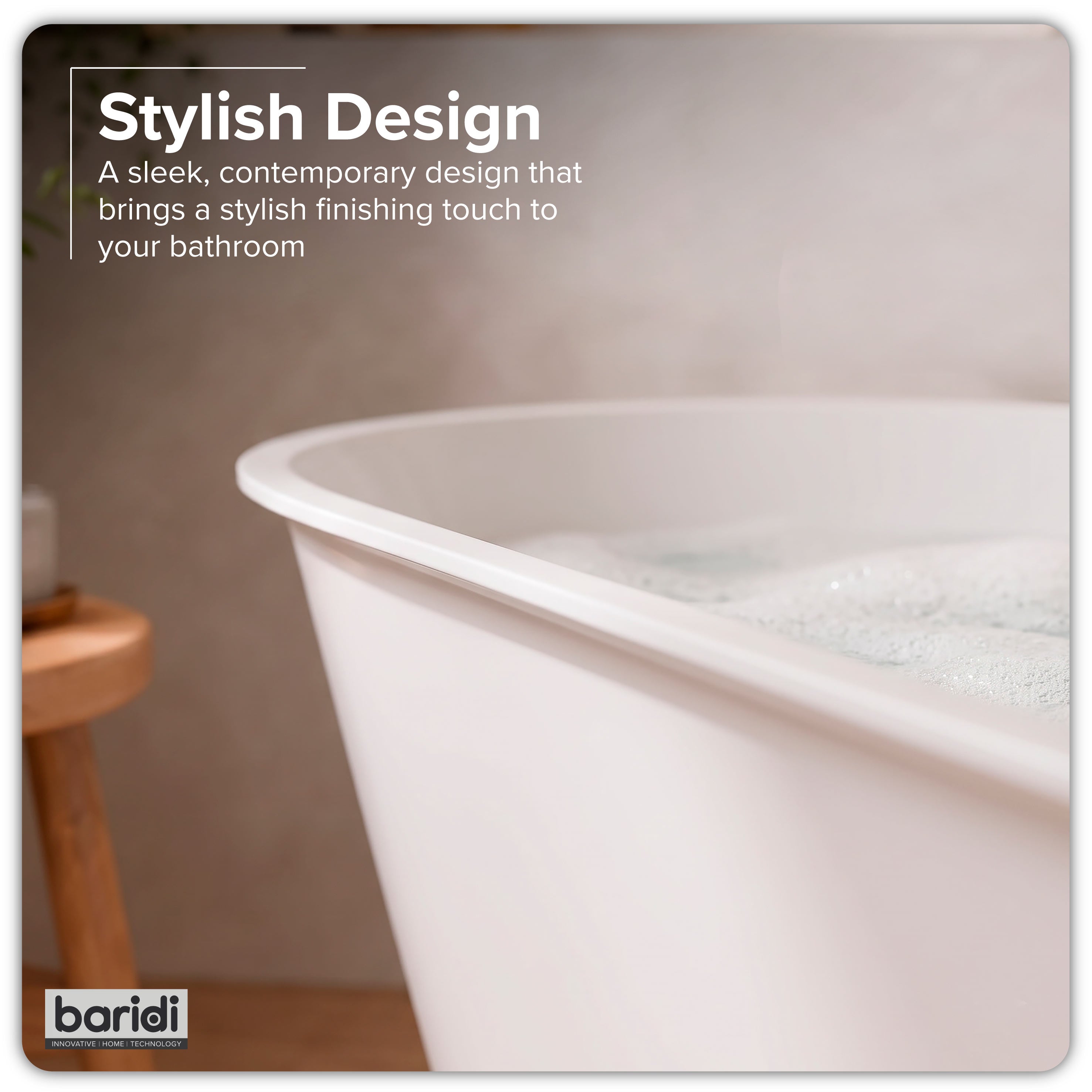 Baridi Double-Ended Slim Rim Bath with Overflow System 140cm, Gloss White - DH415