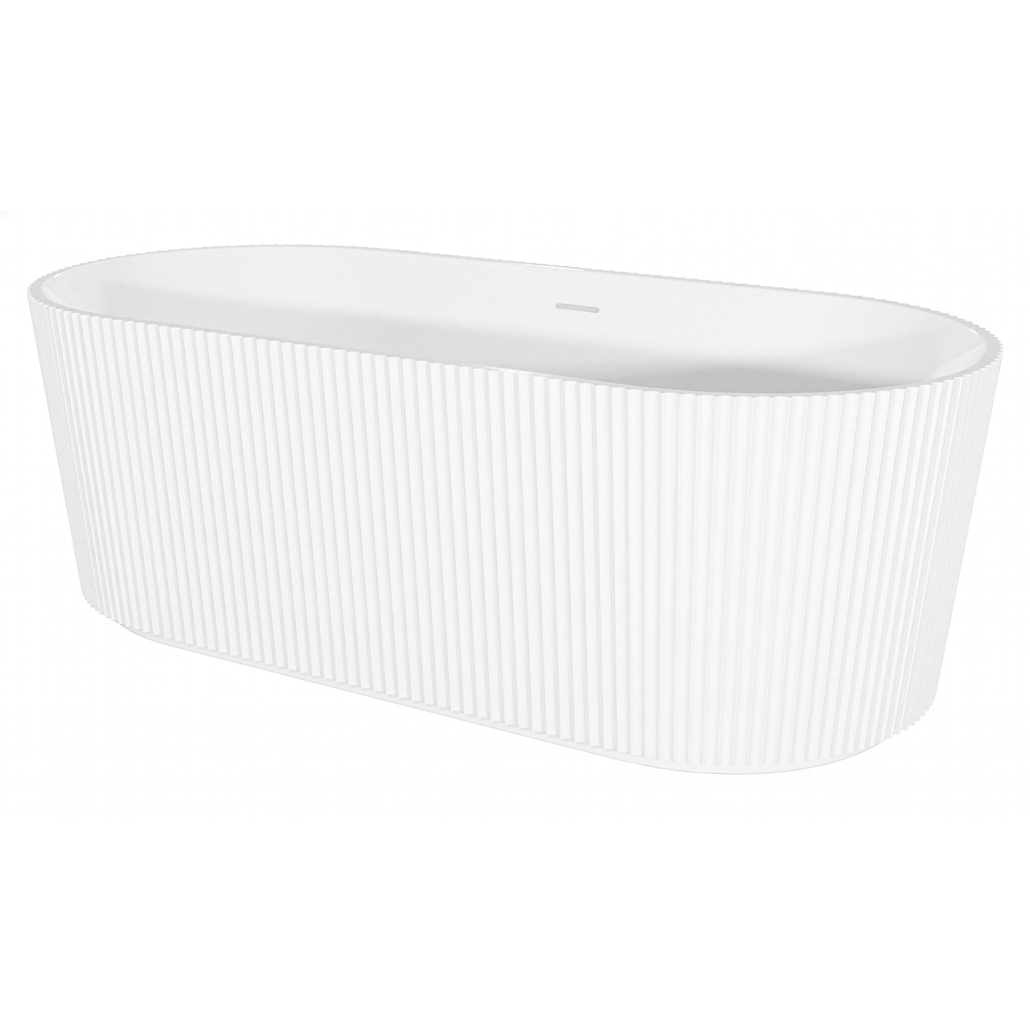 Baridi Double-Ended Fluted Design Bath with Slim Rim 150cm, Gloss White - DH419