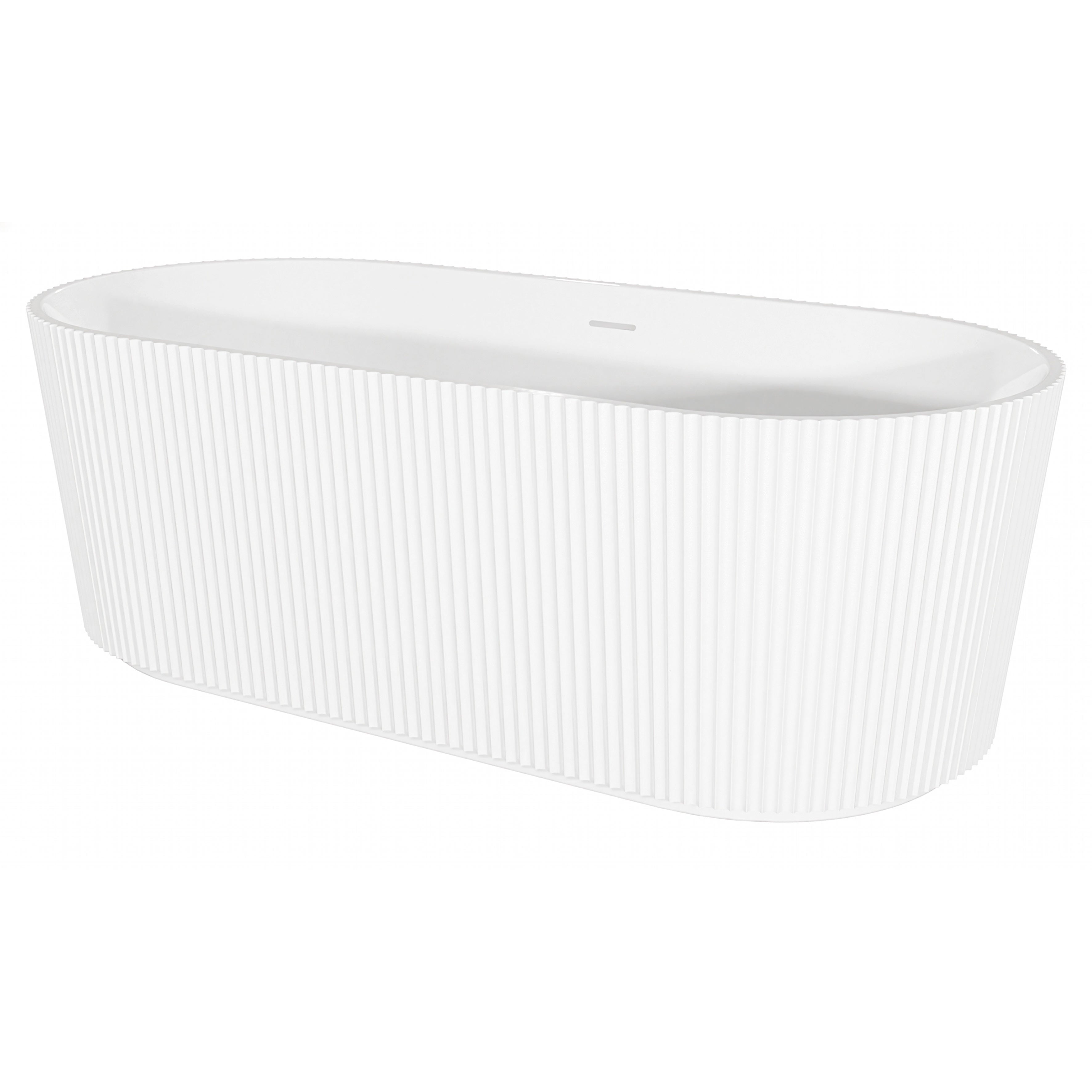 Baridi Double-Ended Fluted Design Bath with Slim Rim 168cm, Gloss White - DH420
